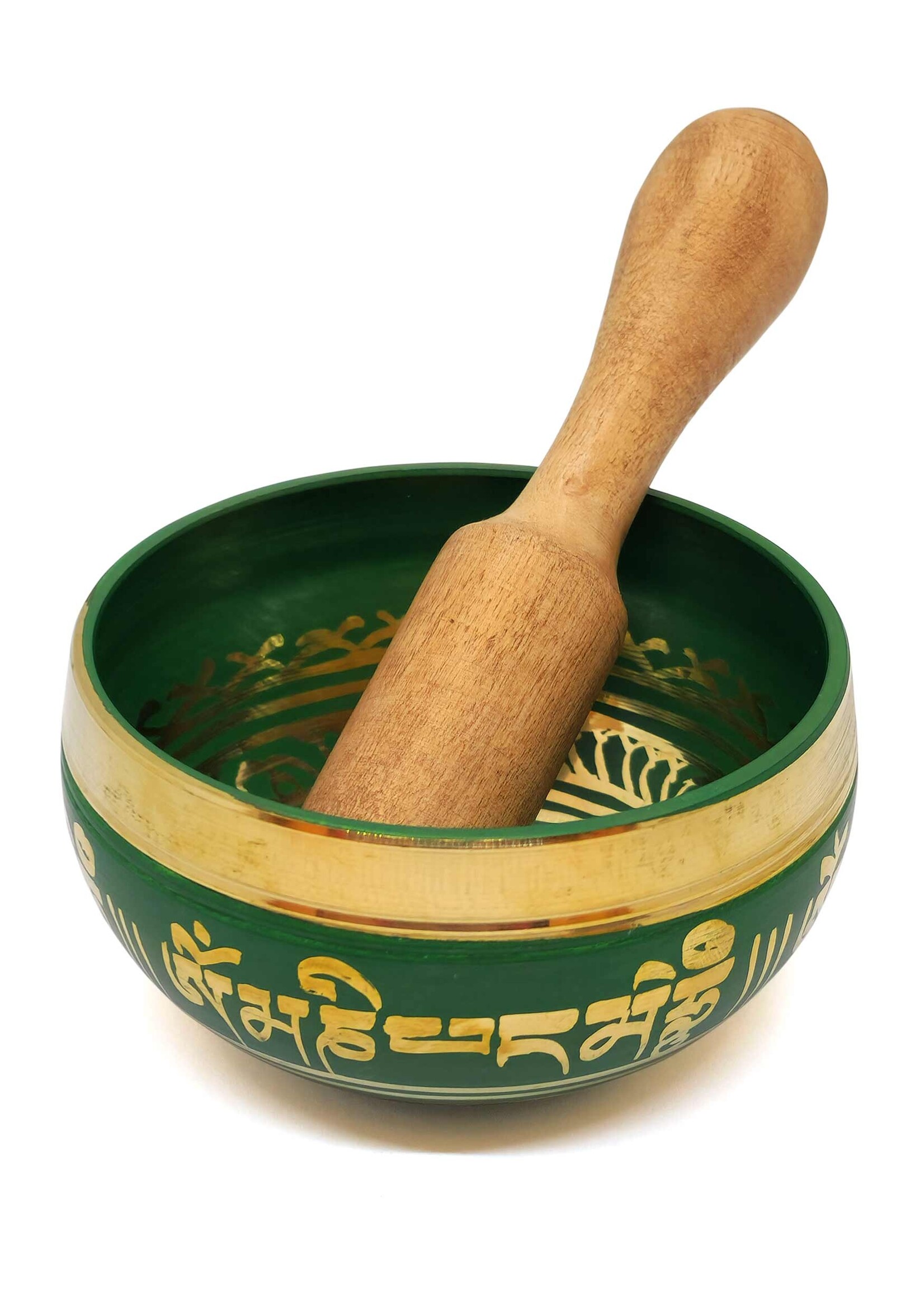 Tibetan Singing Bowl Om Mani Padme Hum, with Wooden Mallet, Ø 8cm, 180g