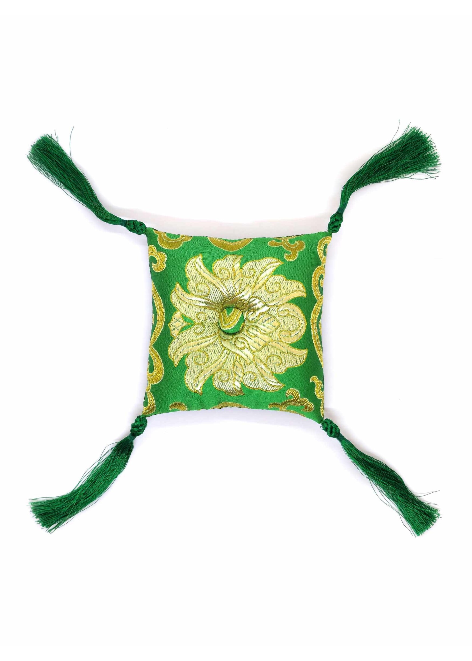 Singing Bowl Cushion Square, Green, 11 x 11 cm