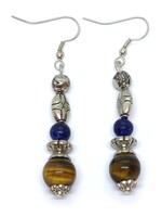 Boucles d'oreilles tibétaines faites à la main avec des perles en œil de tigre