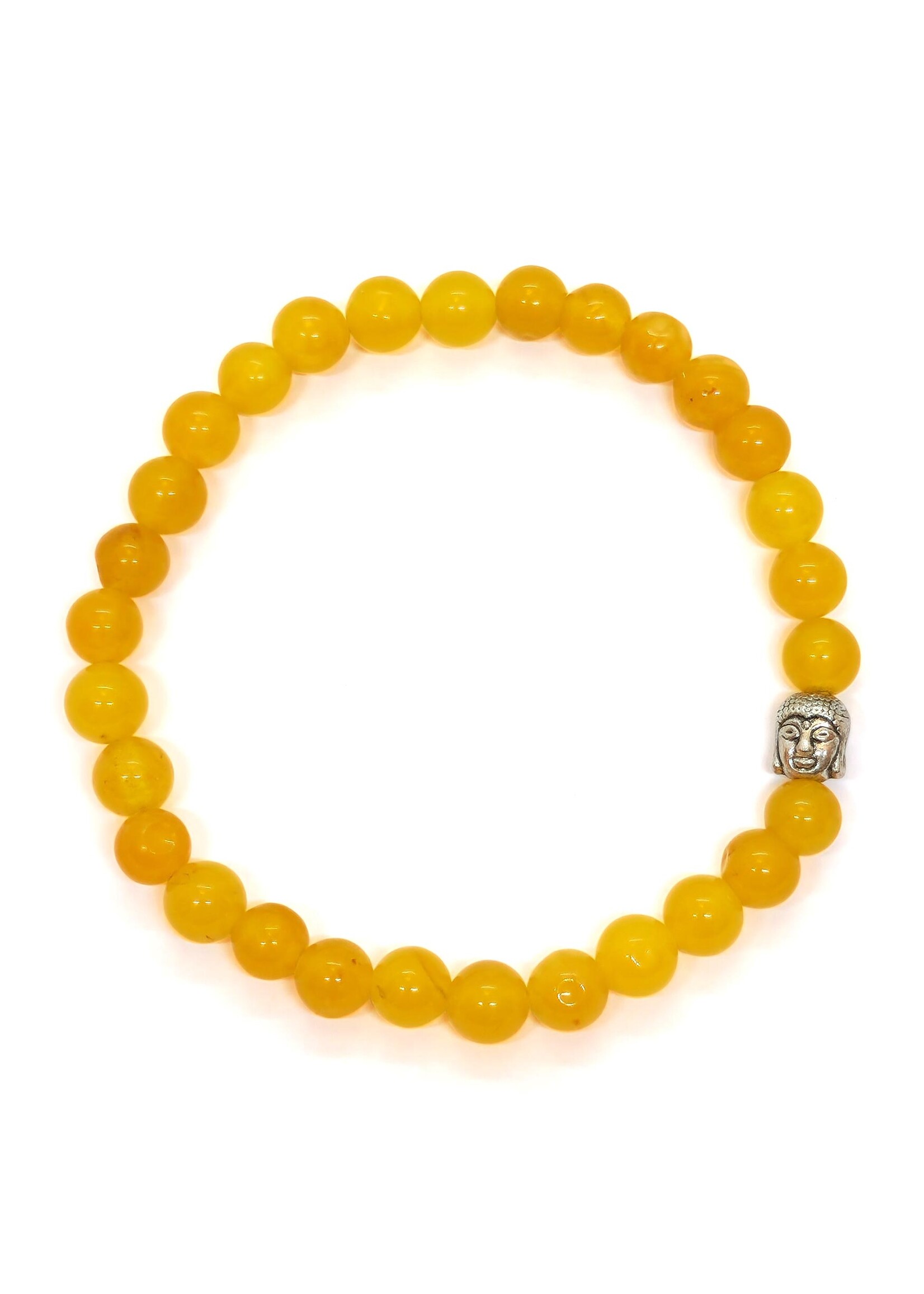 Bracelet artisanal en perles de calcite miel avec breloque bouddha