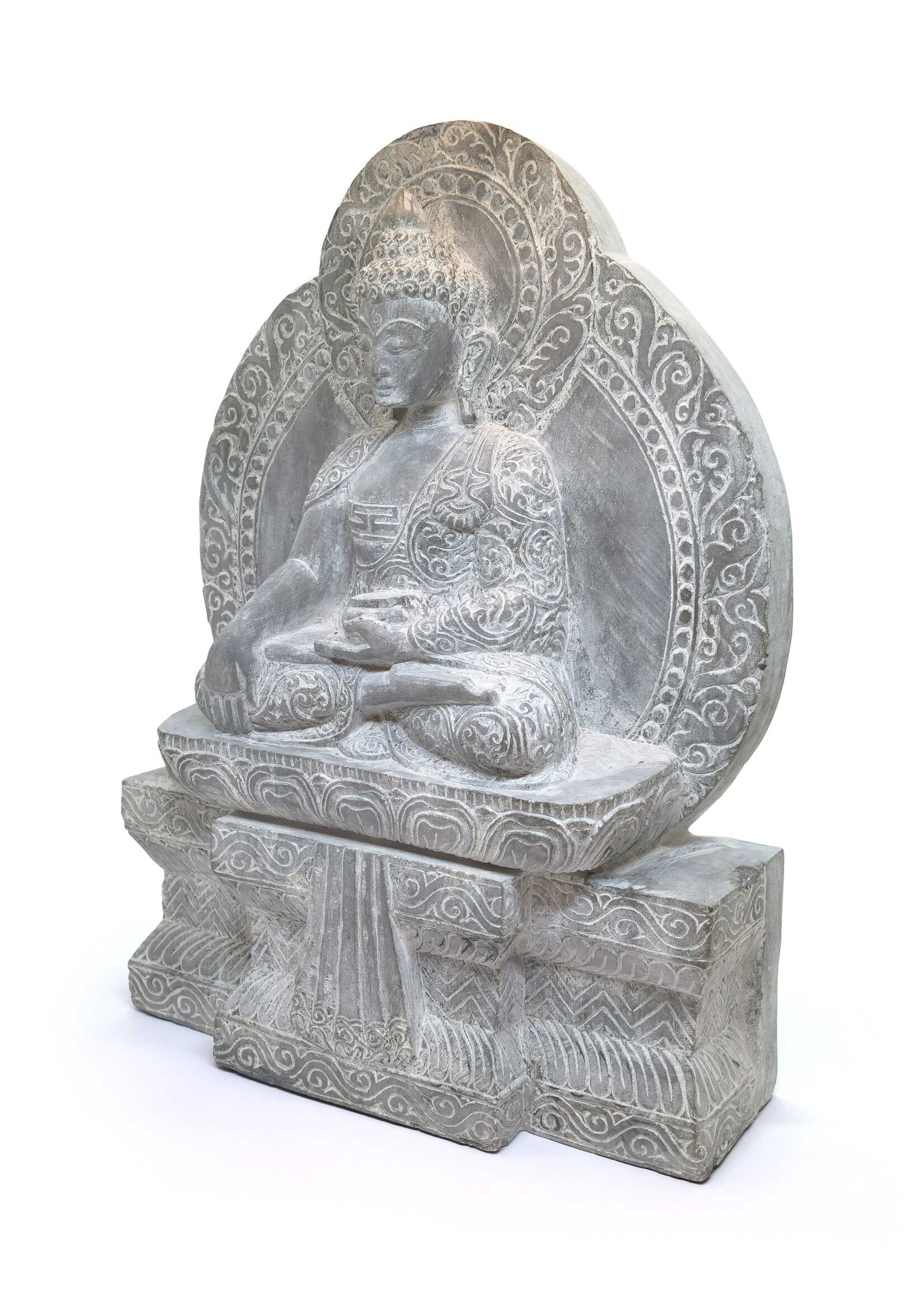 Statue en pierre du Bouddha Shakyamuni - Un chef-d'œuvre artisanal