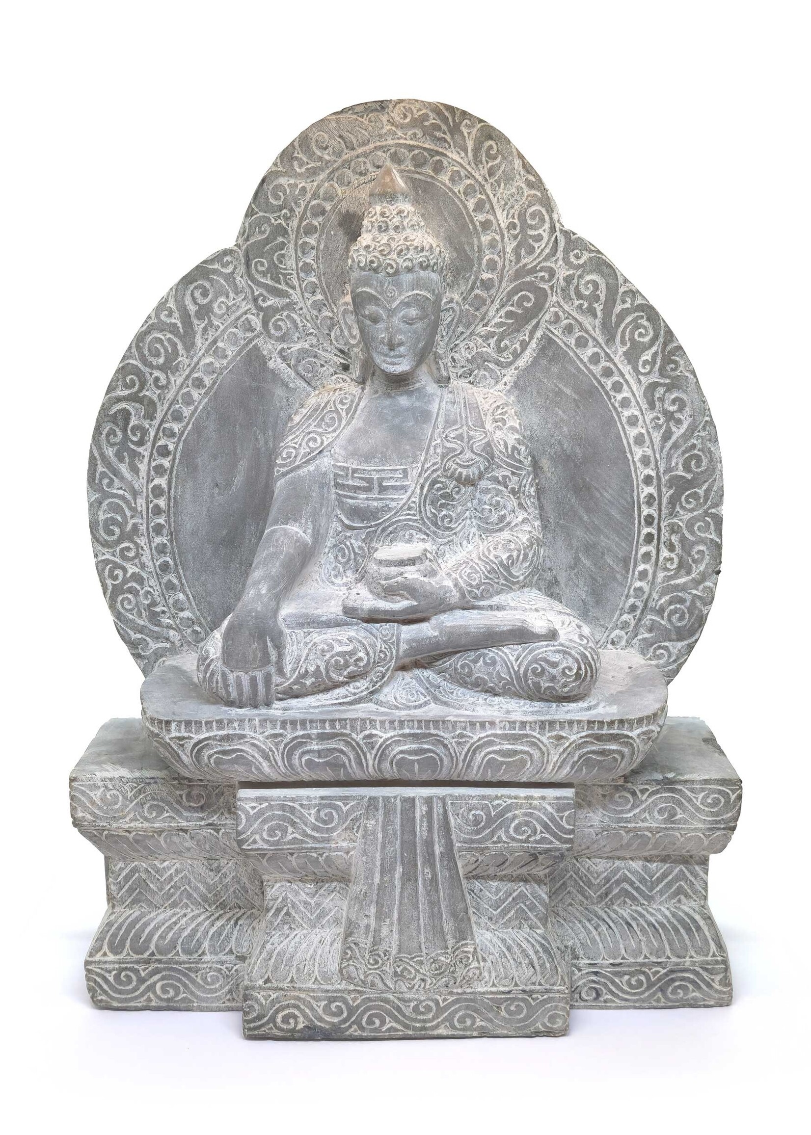 Statue en pierre du Bouddha Shakyamuni - Un chef-d'œuvre artisanal
