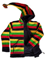 Handgewebte Wolljacke Hoodie Langschwanzmütze