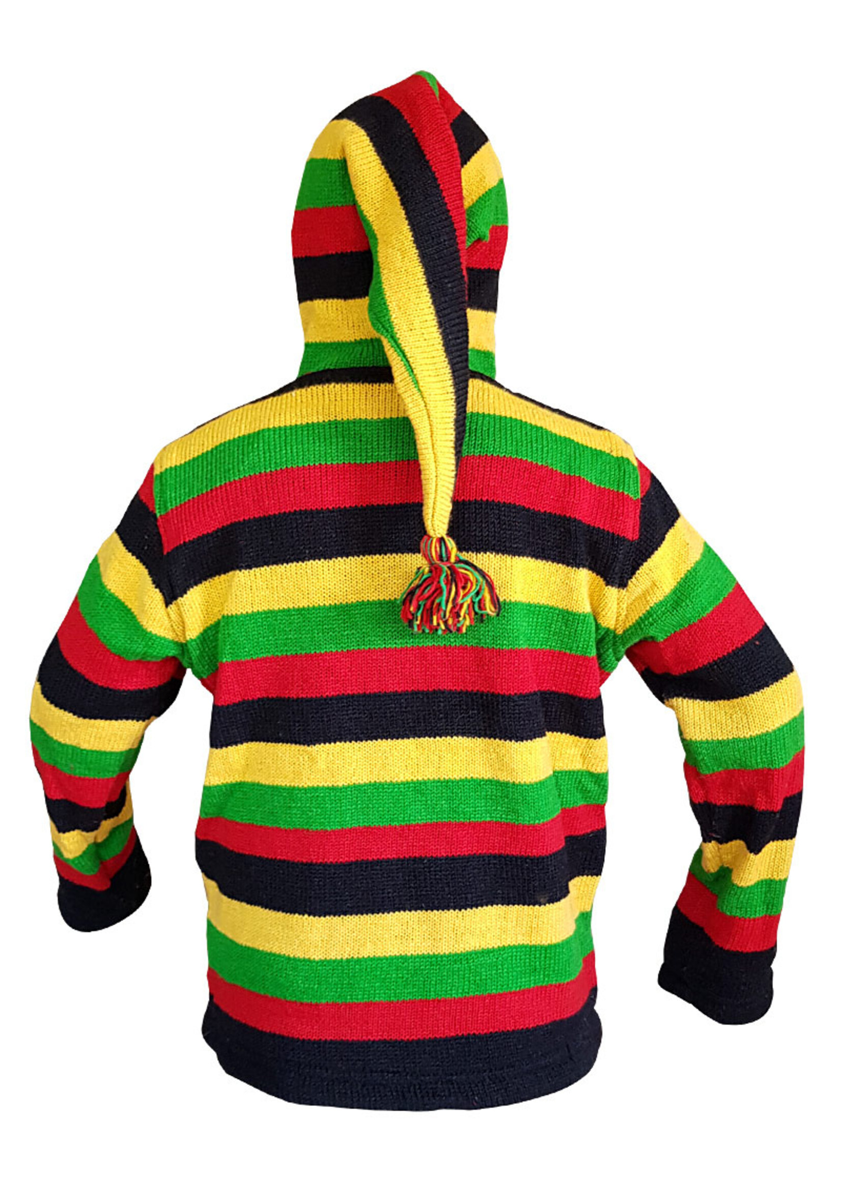 Veste en laine tissée à la main Hoodie Bonnet à longue queue