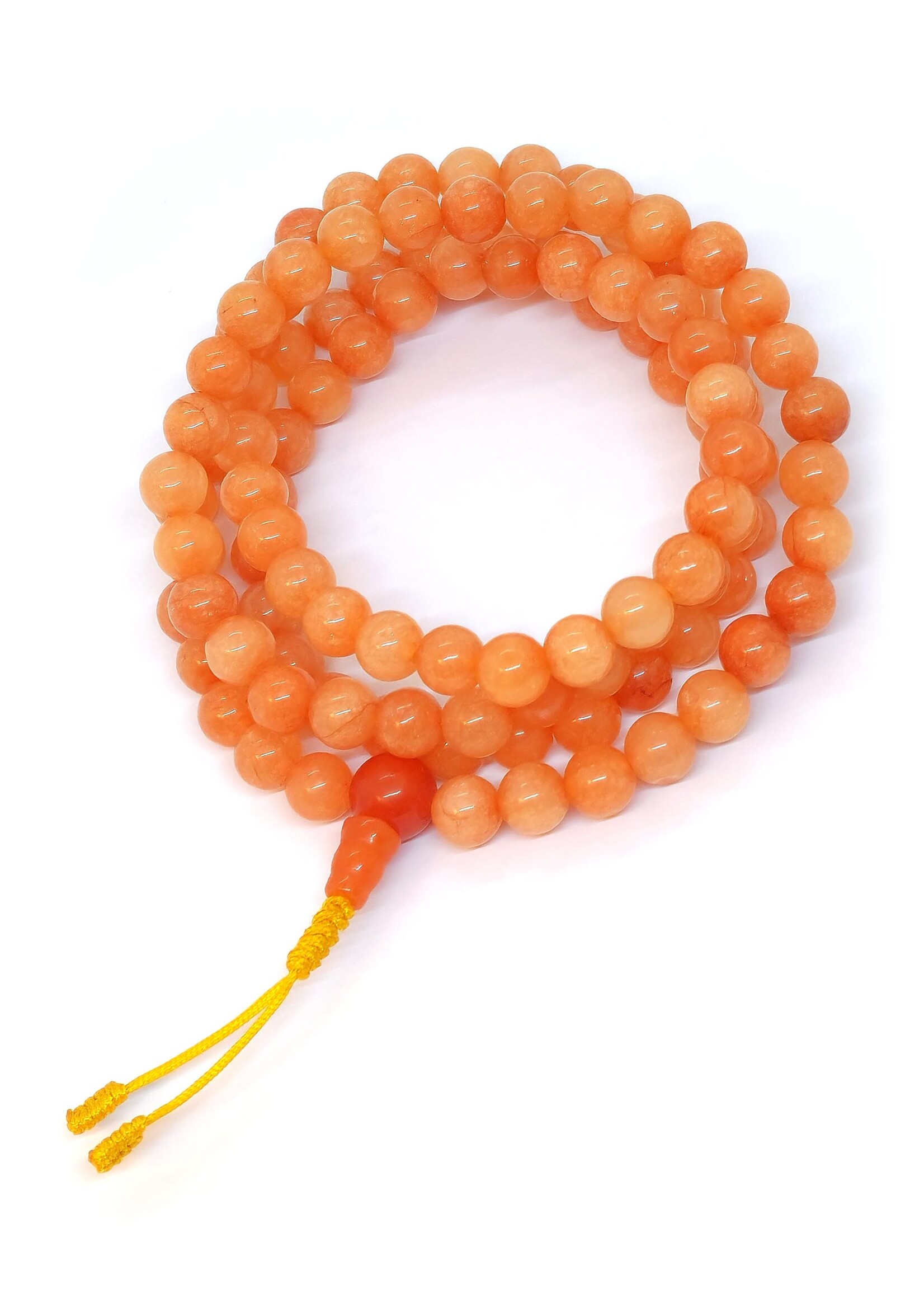 Perles de prière tibétaines - Elégance de la pierre de lune orange
