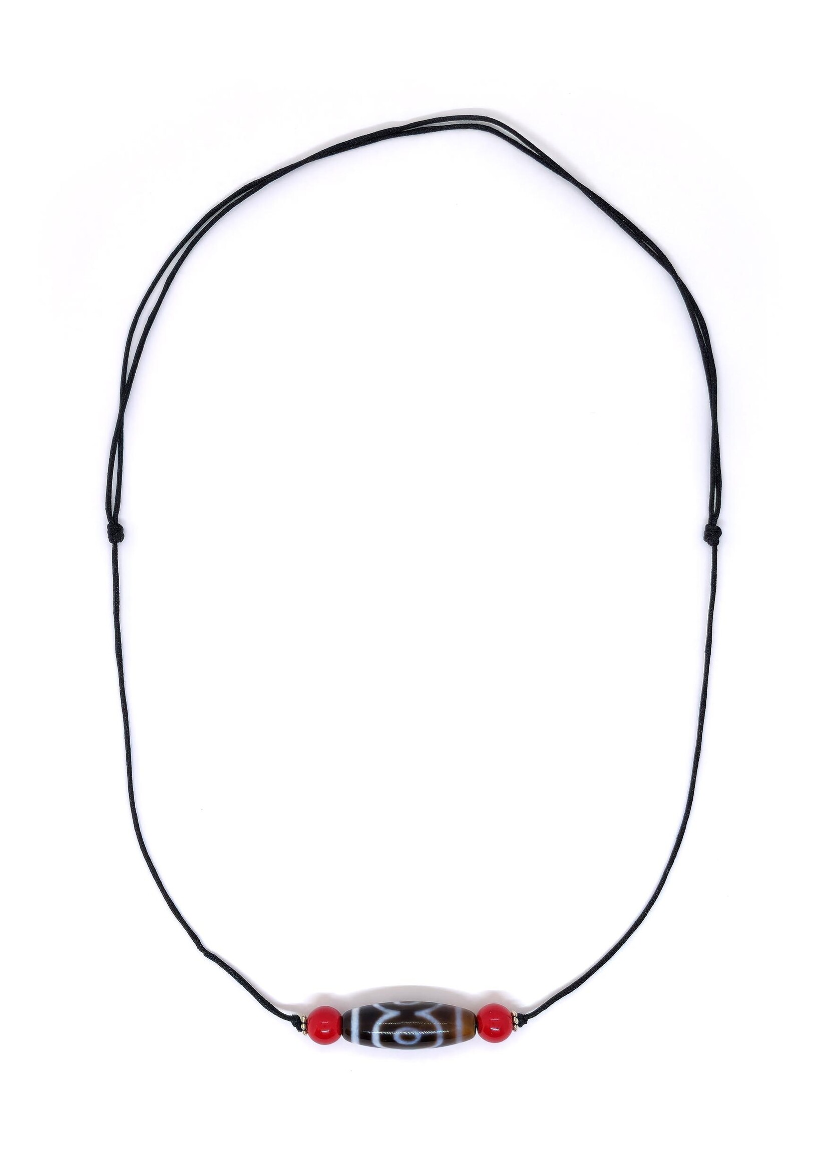 3-Eye Tibetan Dzi Bead Pendant Necklace