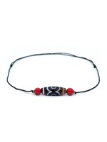 Collier à pendentifs en perles tibétaines Dzi à 3 yeux