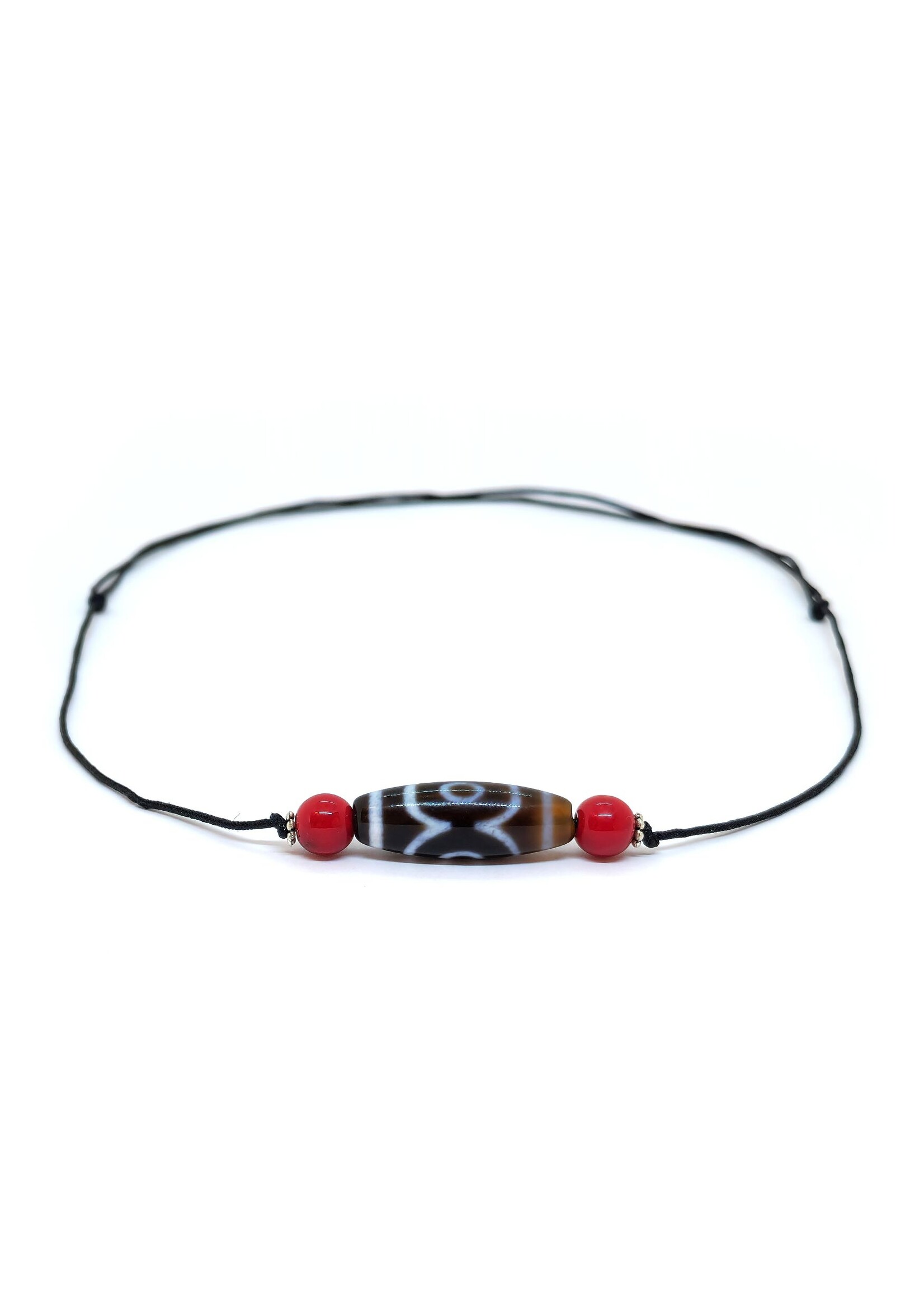 3-Eye Tibetan Dzi Bead Pendant Necklace