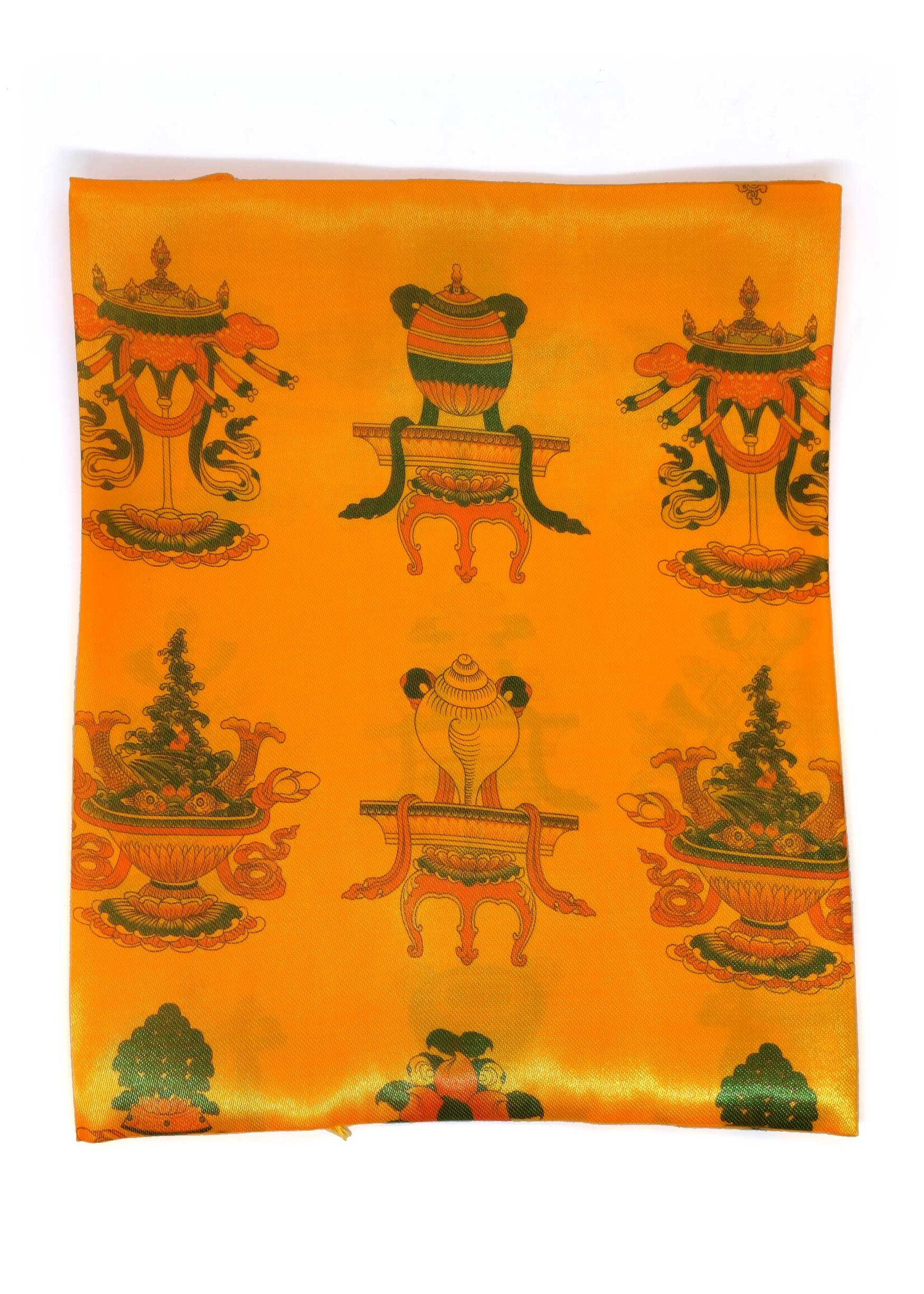 Khata tibetischer Begrüssungs- und Gebetsschal mit Glückssymbolen, orange, 140 x 29 cm