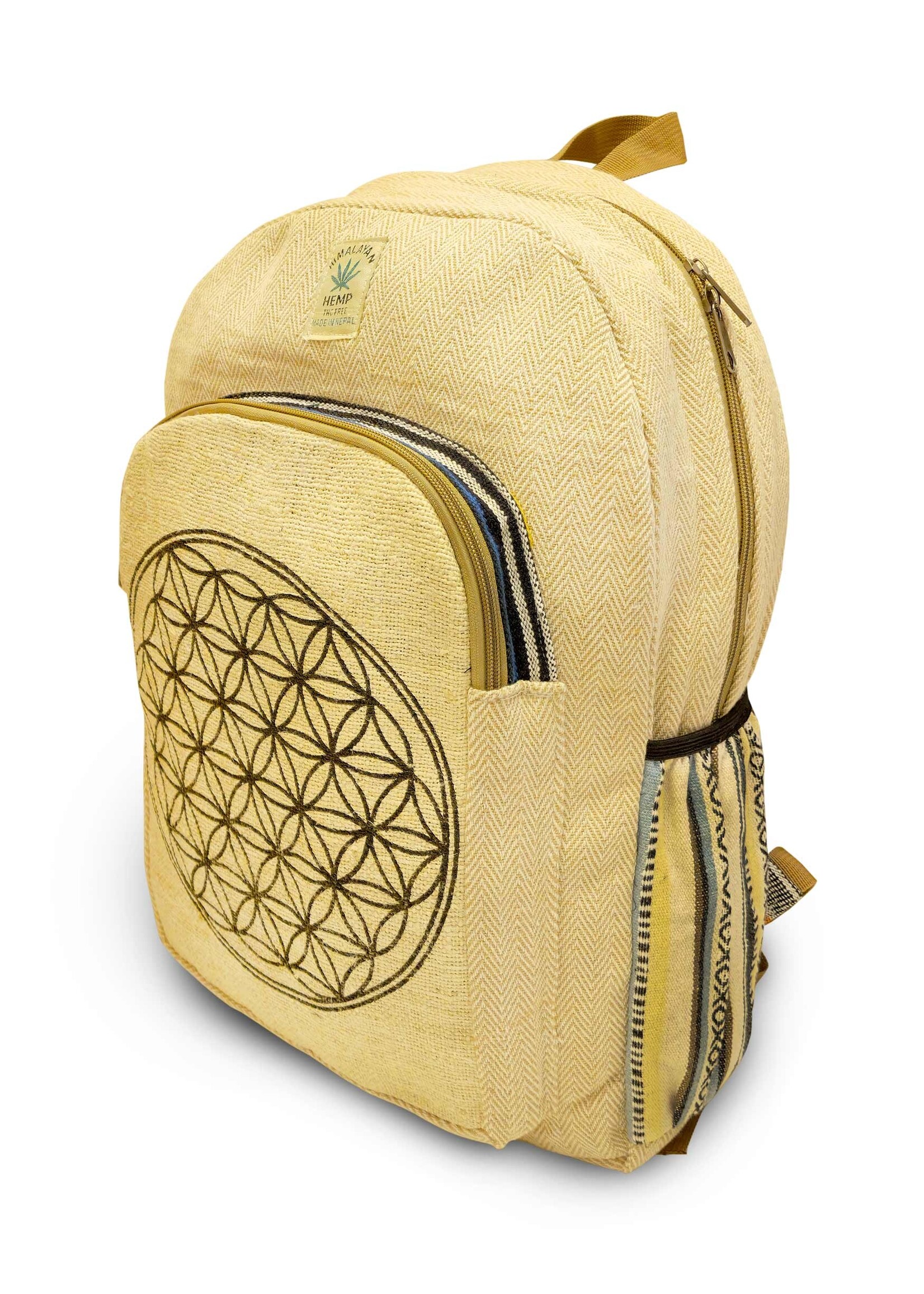 Fleur de vie Eco sac à dos en coton de chanvre
