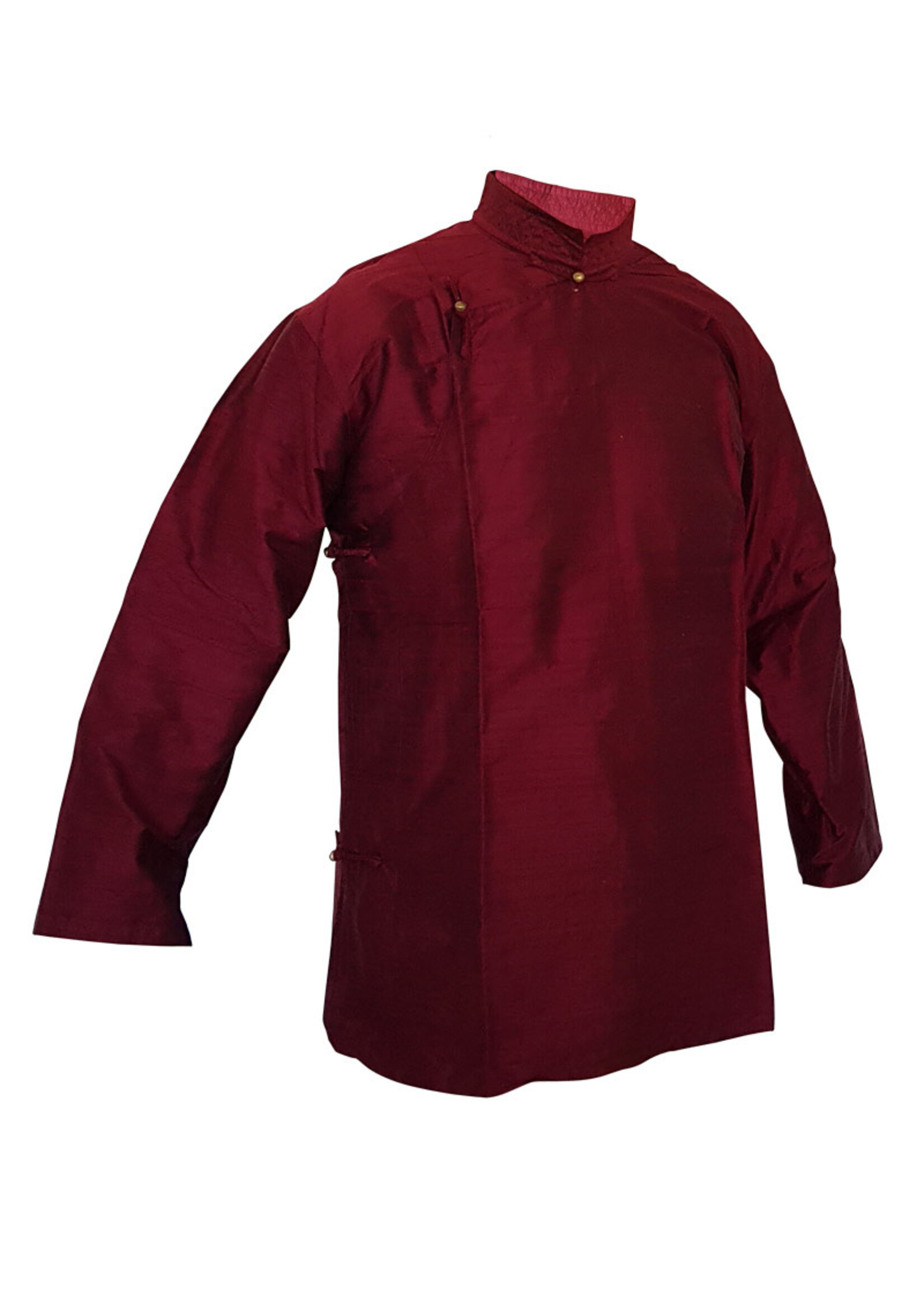 Camicia Tradizionale Tibetana in Seta Grezza, Bordeaux