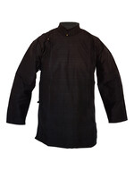 Chemise Tibétaine Noire en Soie Sauvage, Élégance Authentique