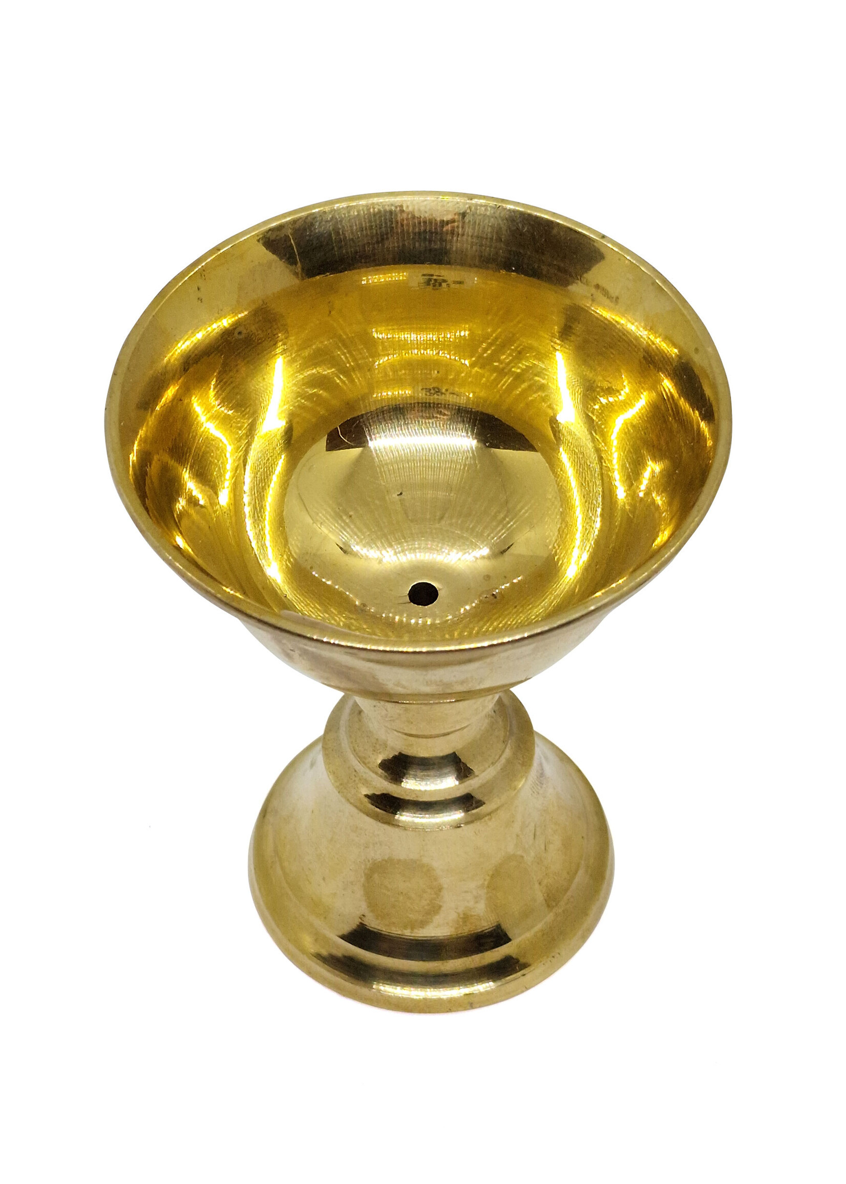 Lampada tibetana in ottone – Luce rituale artigianale, 9.5 cm