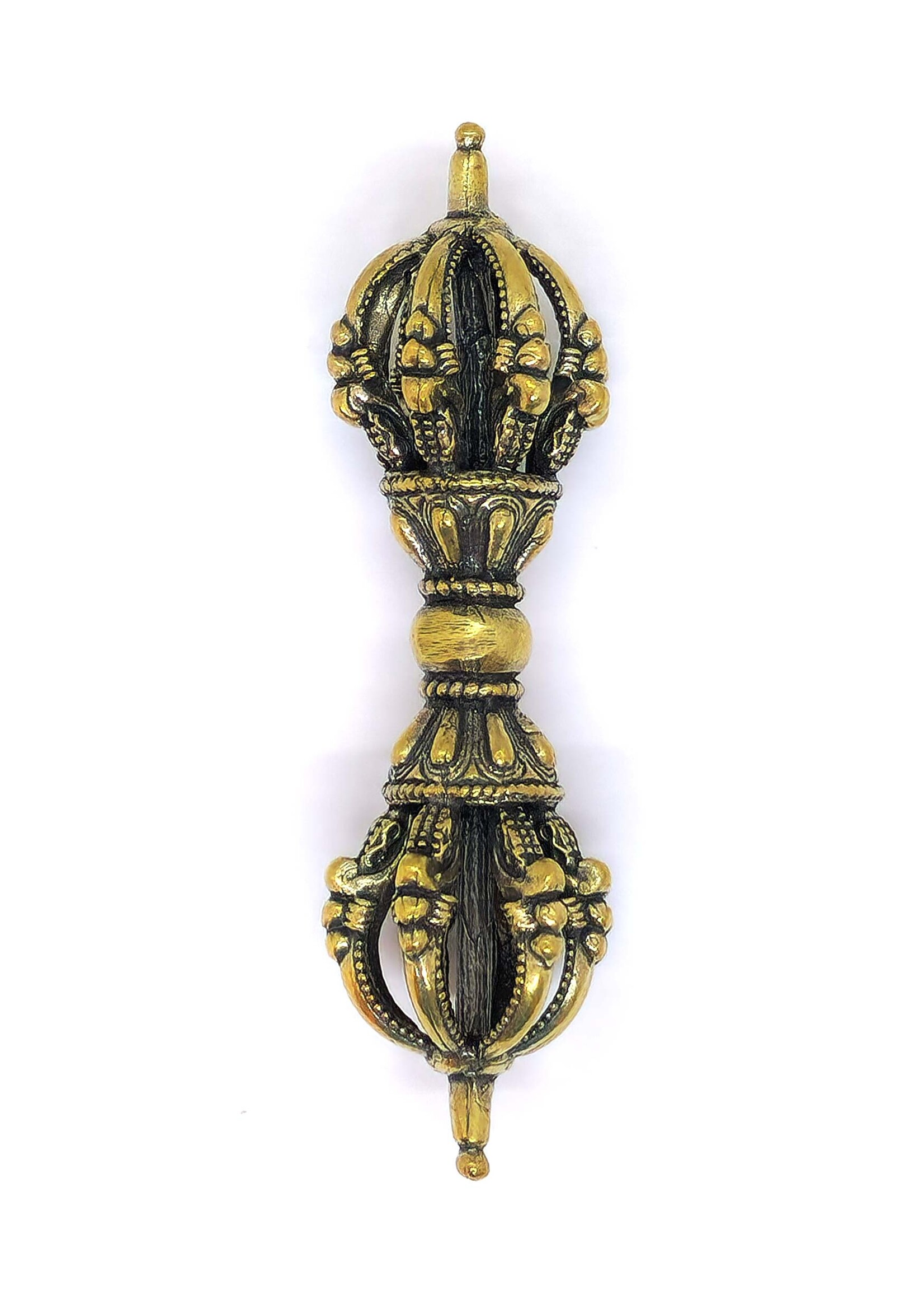 Petit Vajra Dorje Tibétain – Symbole Rituel à 9 Branches en Cuivre, 9 cm
