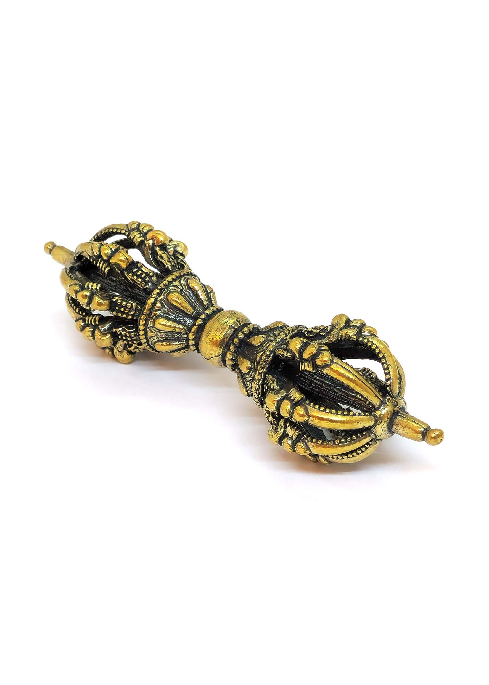 Petit Vajra Dorje Tibétain – Symbole Rituel à 9 Branches en Cuivre, 9 cm