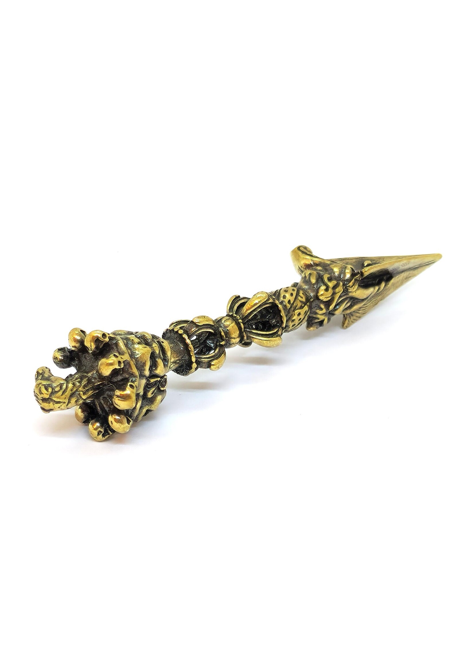 Phurba Dorje Tibétain – Dague Rituelle en Cuivre, 9.5 cm