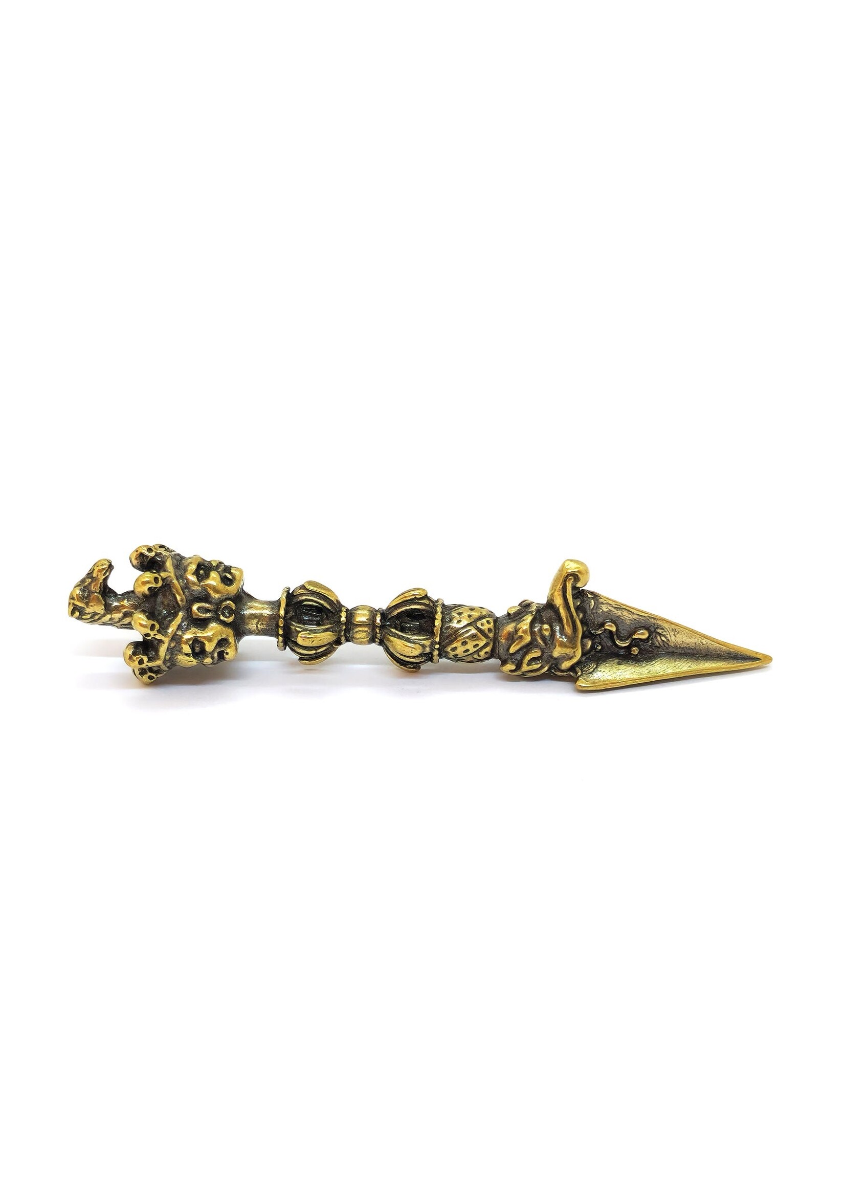 Phurba Dorje Tibétain – Dague Rituelle en Cuivre, 9.5 cm