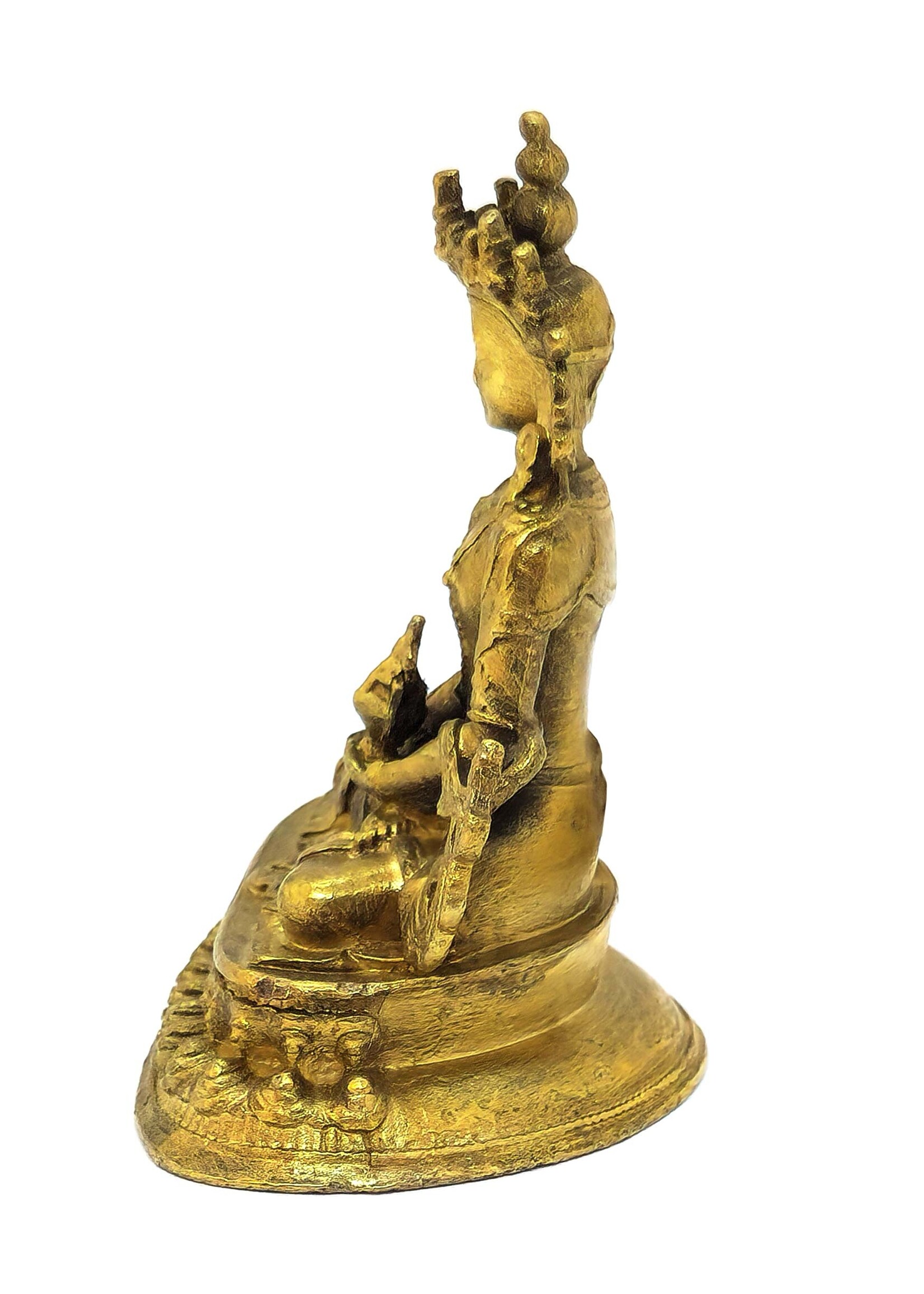 Tibetan Tsepakme Statue, Buddha of Long Life in Copper, 6 cm