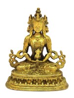 Tibetische Tsepakme-Statue aus Kupfer, Buddha des Langen Lebens, 6 cm