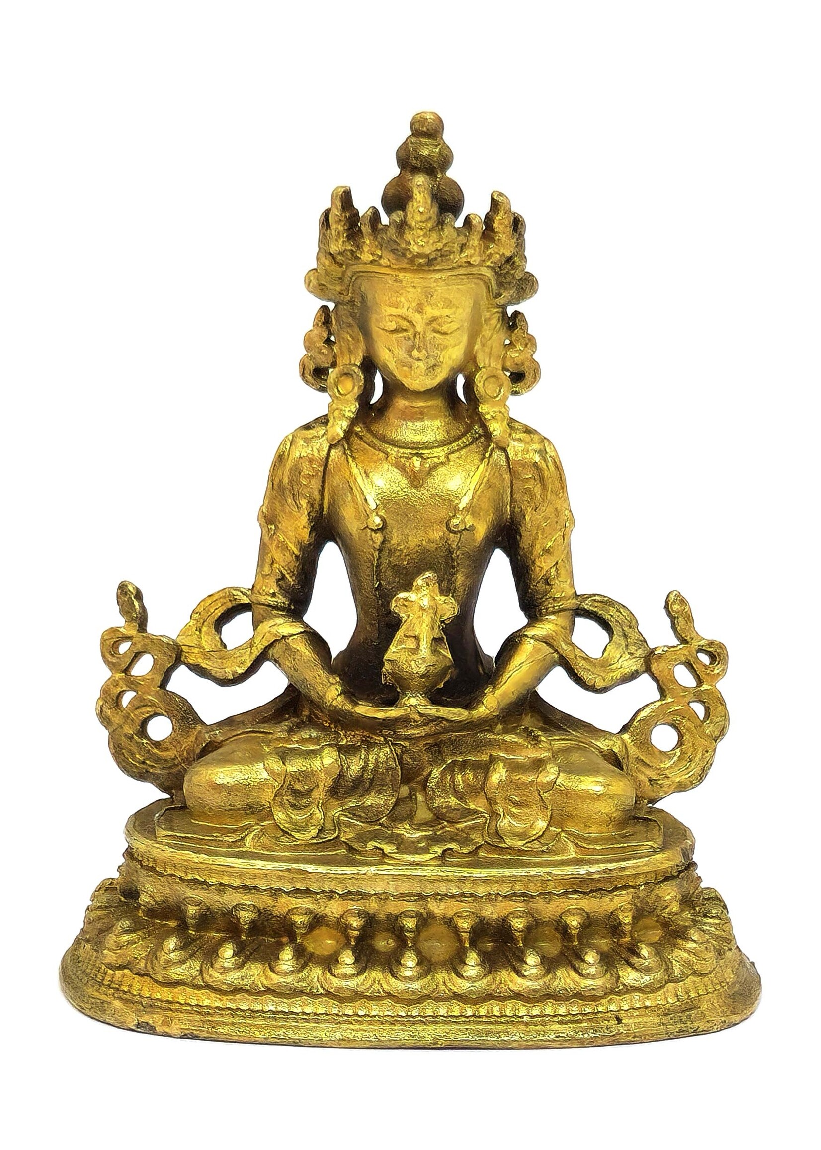 Statue tibétaine de Tsepakme – Bouddha de la Longévité en cuivre, 6 cm