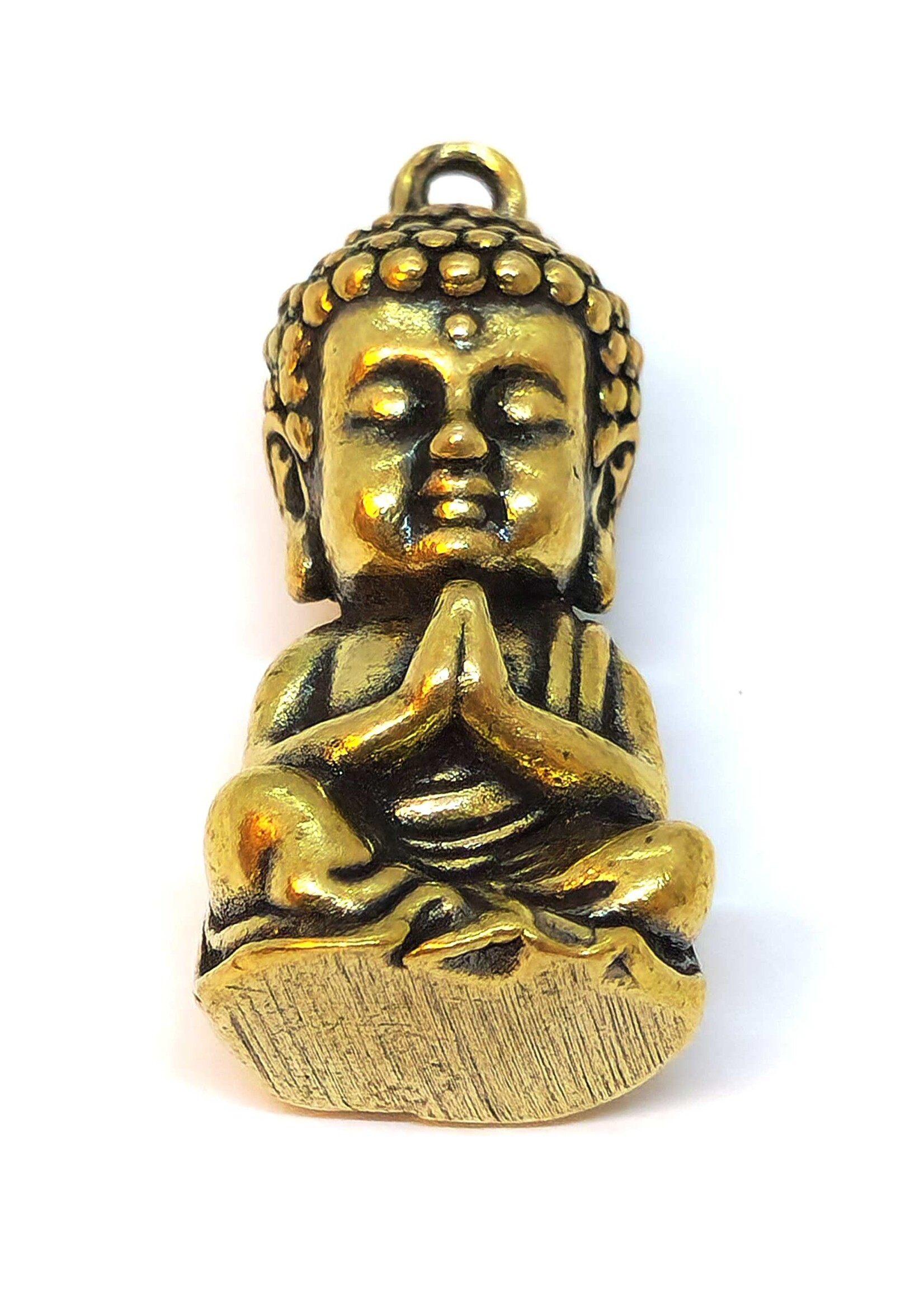 Kleine Buddha-Statue aus Messing-Kupfer-Mischung, als Amulett oder spirituelle Dekoration