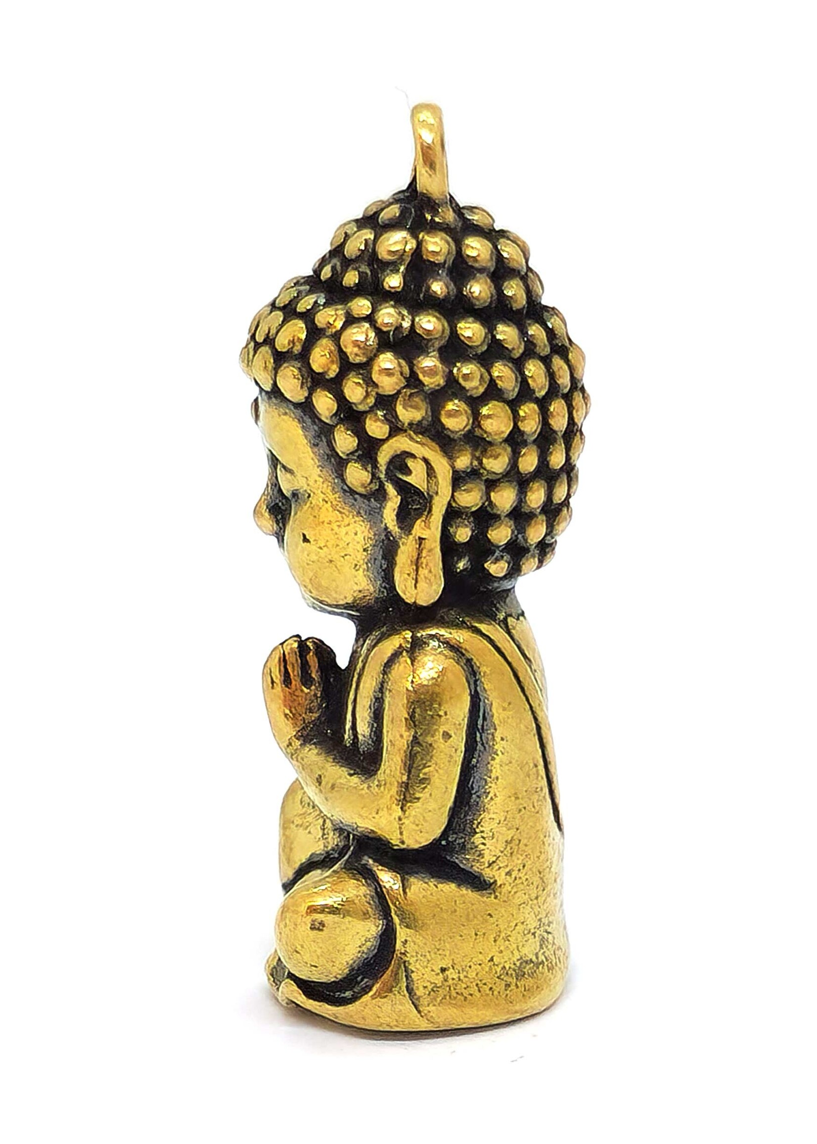 Kleine Buddha-Statue aus Messing-Kupfer-Mischung, als Amulett oder spirituelle Dekoration