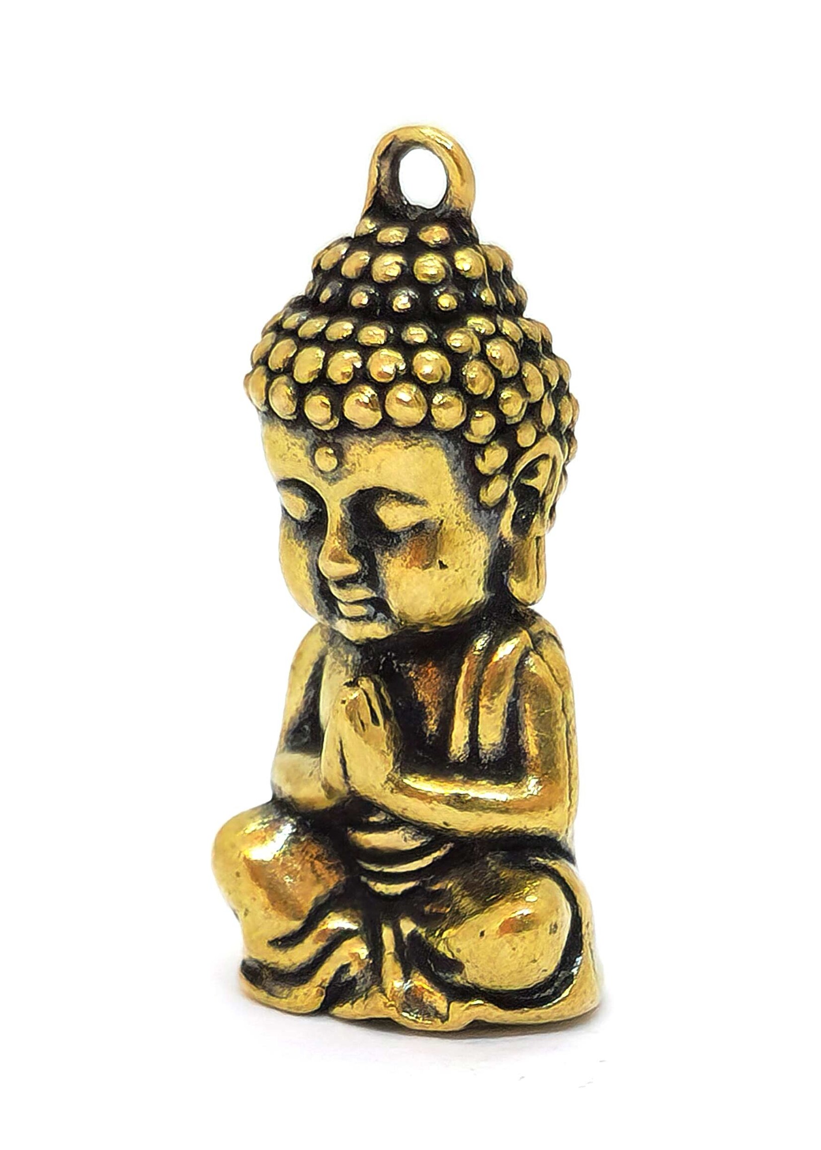 Kleine Buddha-Statue aus Messing-Kupfer-Mischung, als Amulett oder spirituelle Dekoration