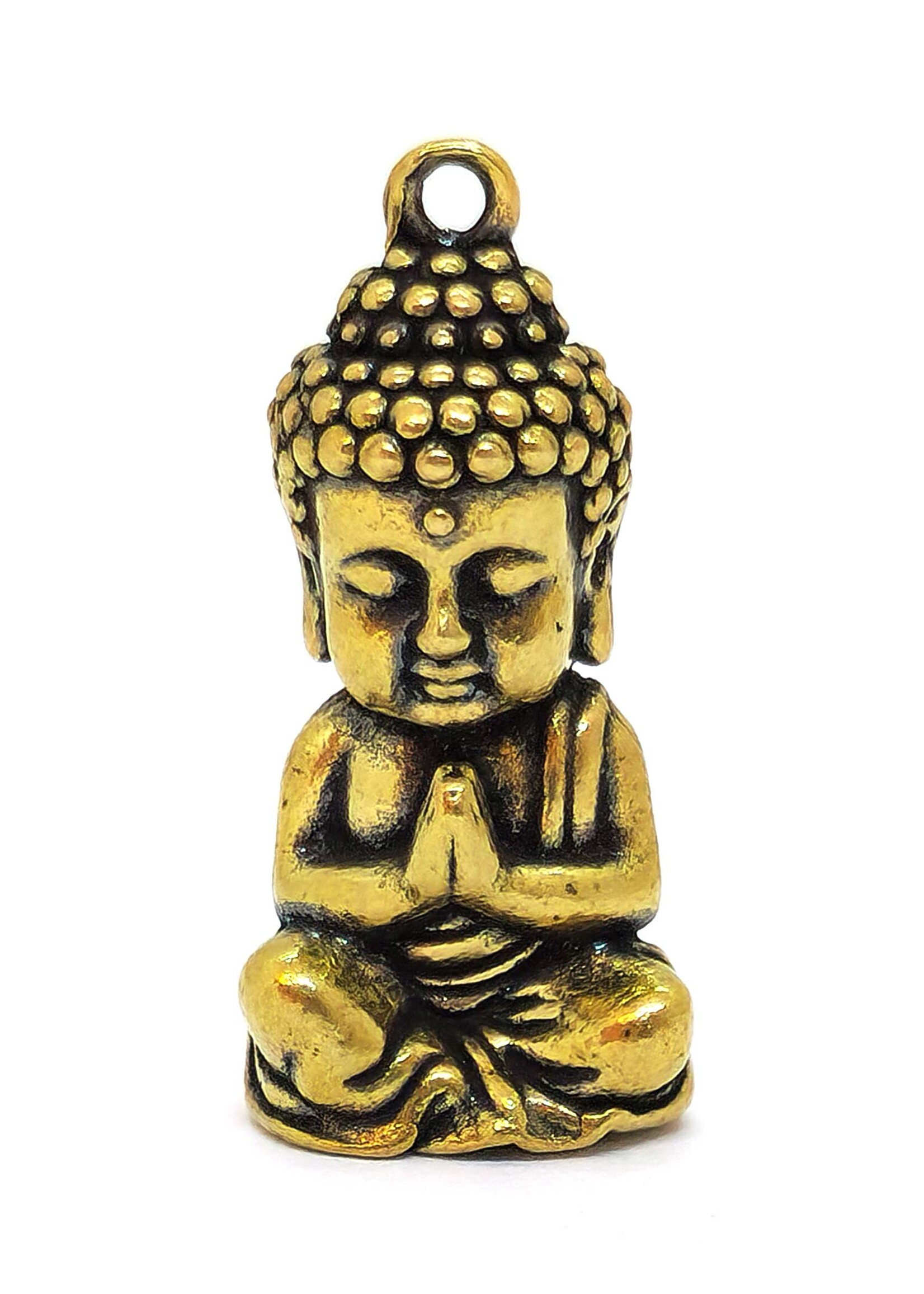 Kleine Buddha-Statue aus Messing-Kupfer-Mischung, als Amulett oder spirituelle Dekoration