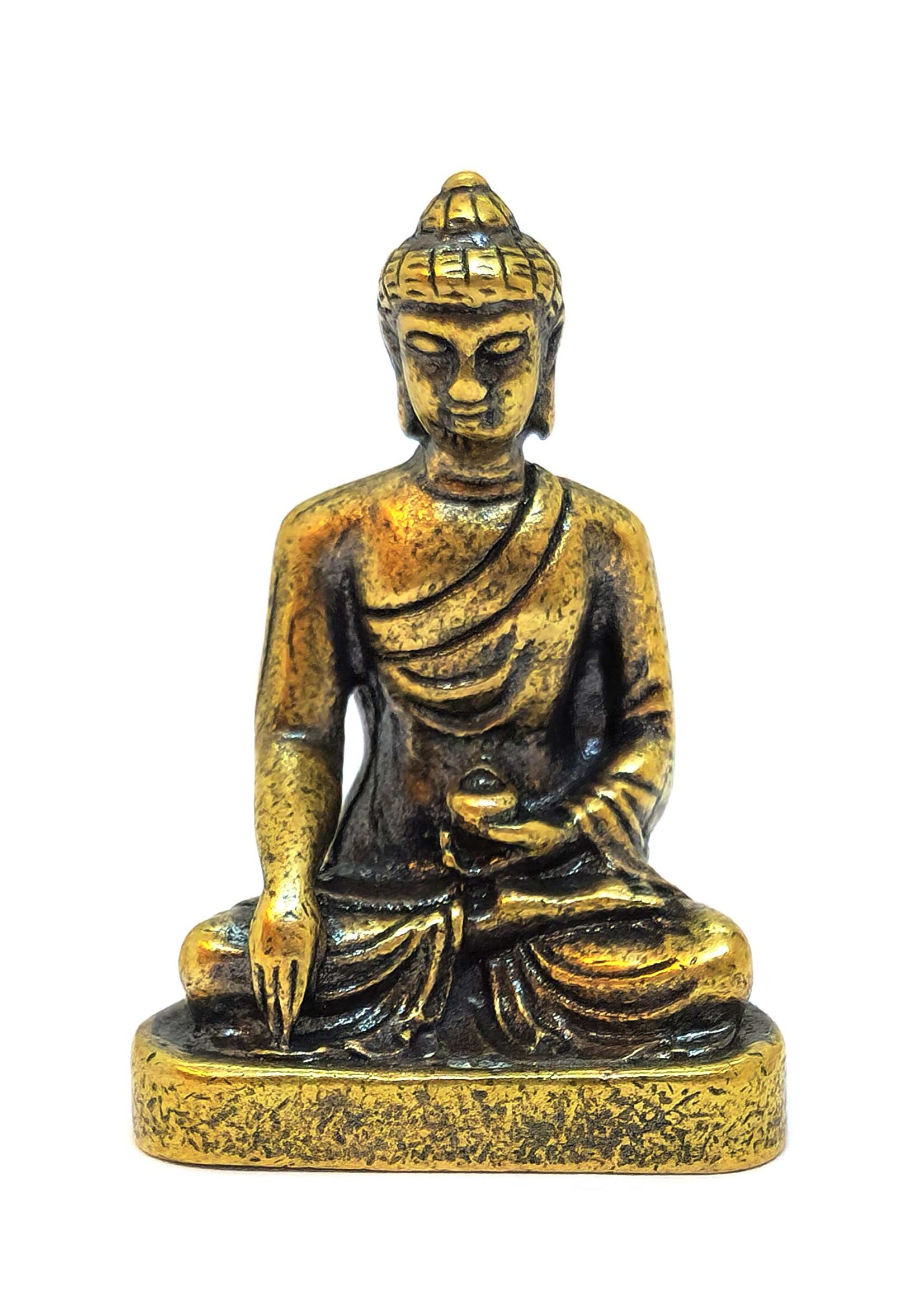 Miniaturstatue des Shakyamuni Buddha aus Kupfer, Symbol für Erleuchtung und innere Ruhe, 3.5 cm