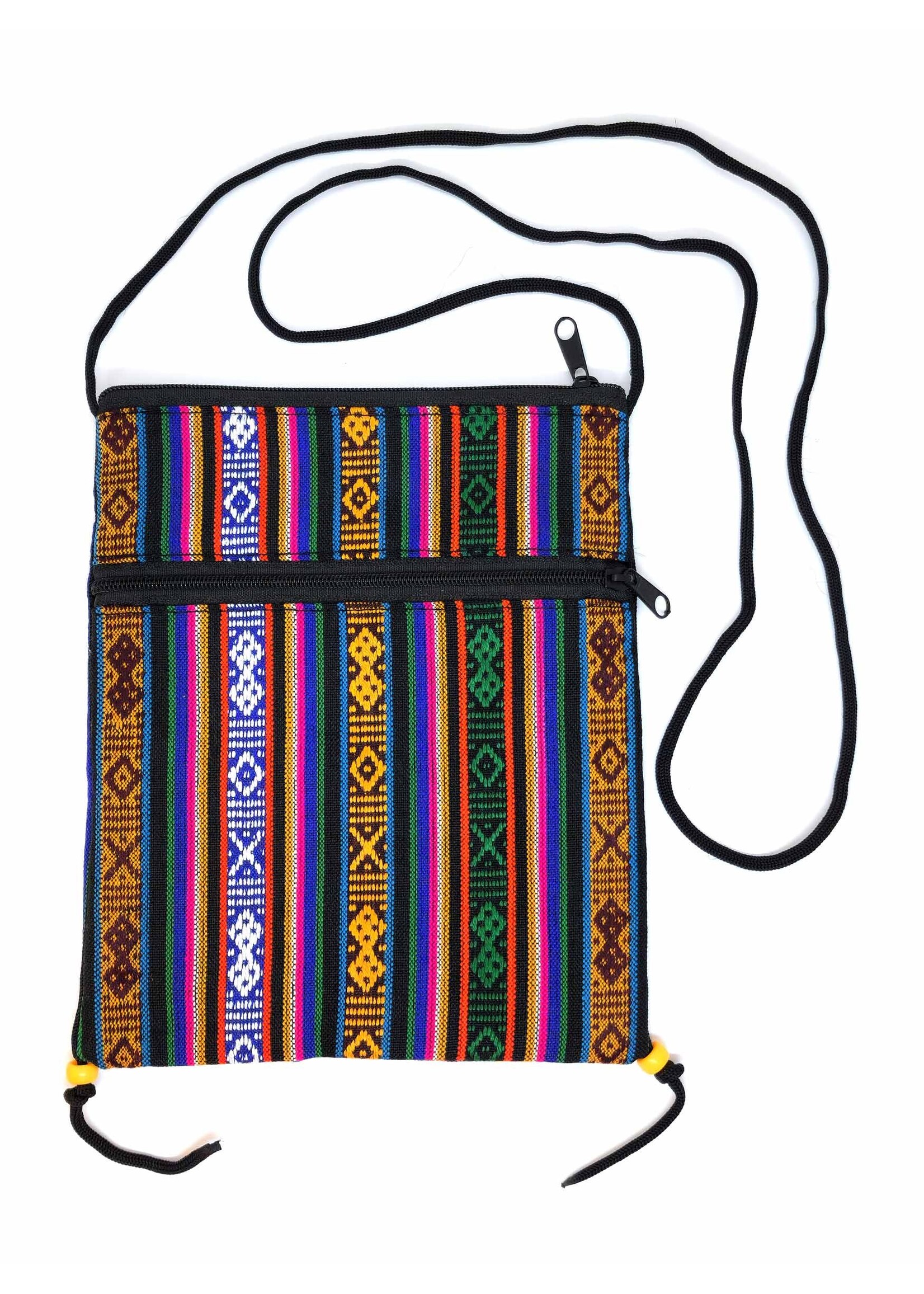Borsa a tracolla in cotone tibetano, Yarlung - Realizzata a mano con motivi tradizionali