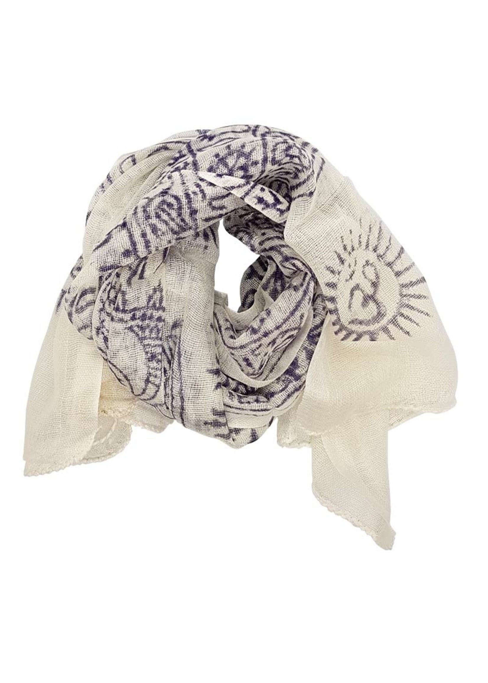 Écharpe blanche en coton avec symbole Om – Légère, douce et spirituelle pour tous les jours