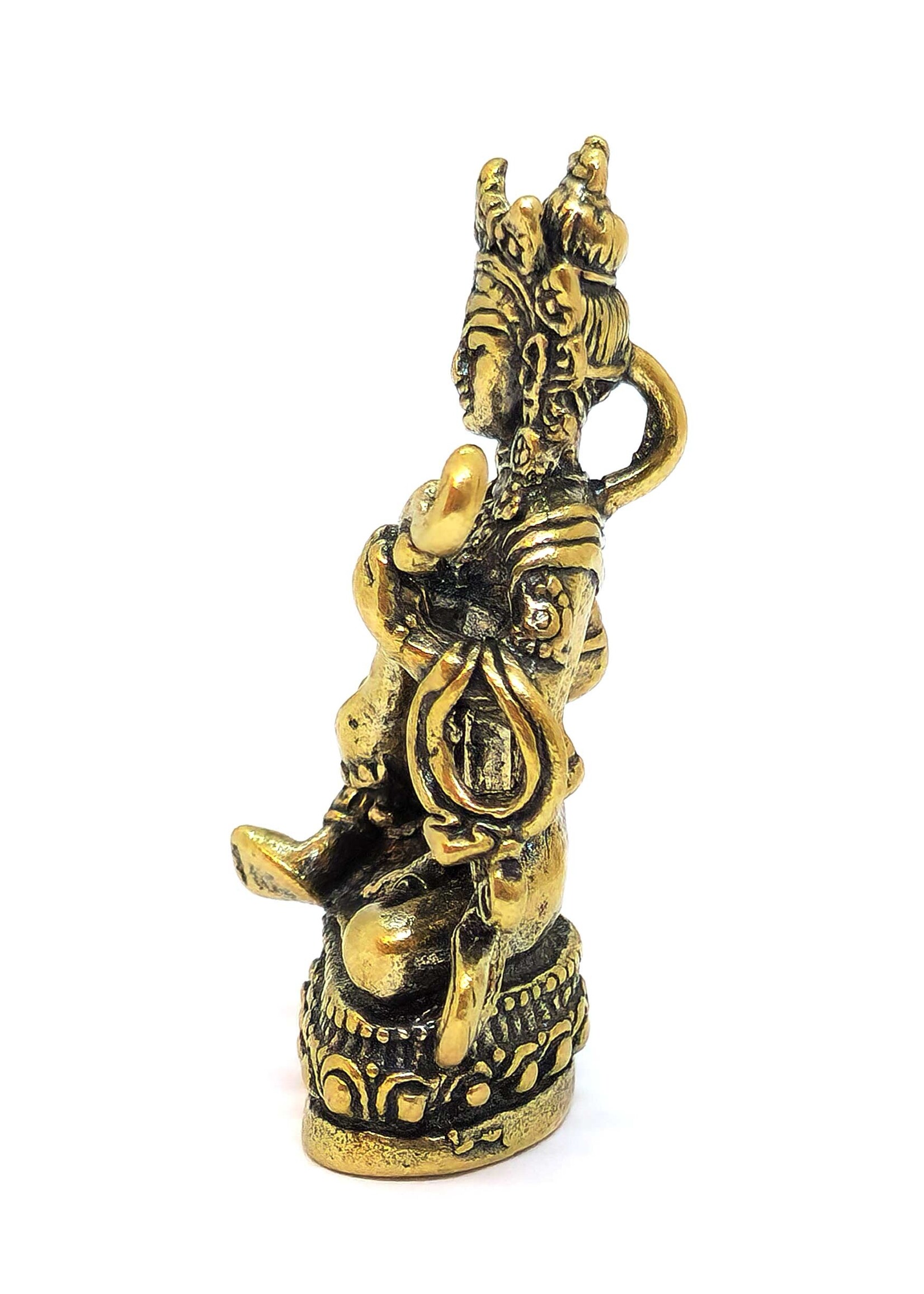 Mini statue de Yangchenma Saraswati en cuivre. Symbole de sagesse, musique et inspiration, 4cm
