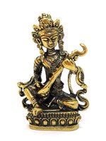 Mini Yangchenma Saraswati Statue aus Kupfer. Symbol für Weisheit, Musik und Inspiration, 4cm