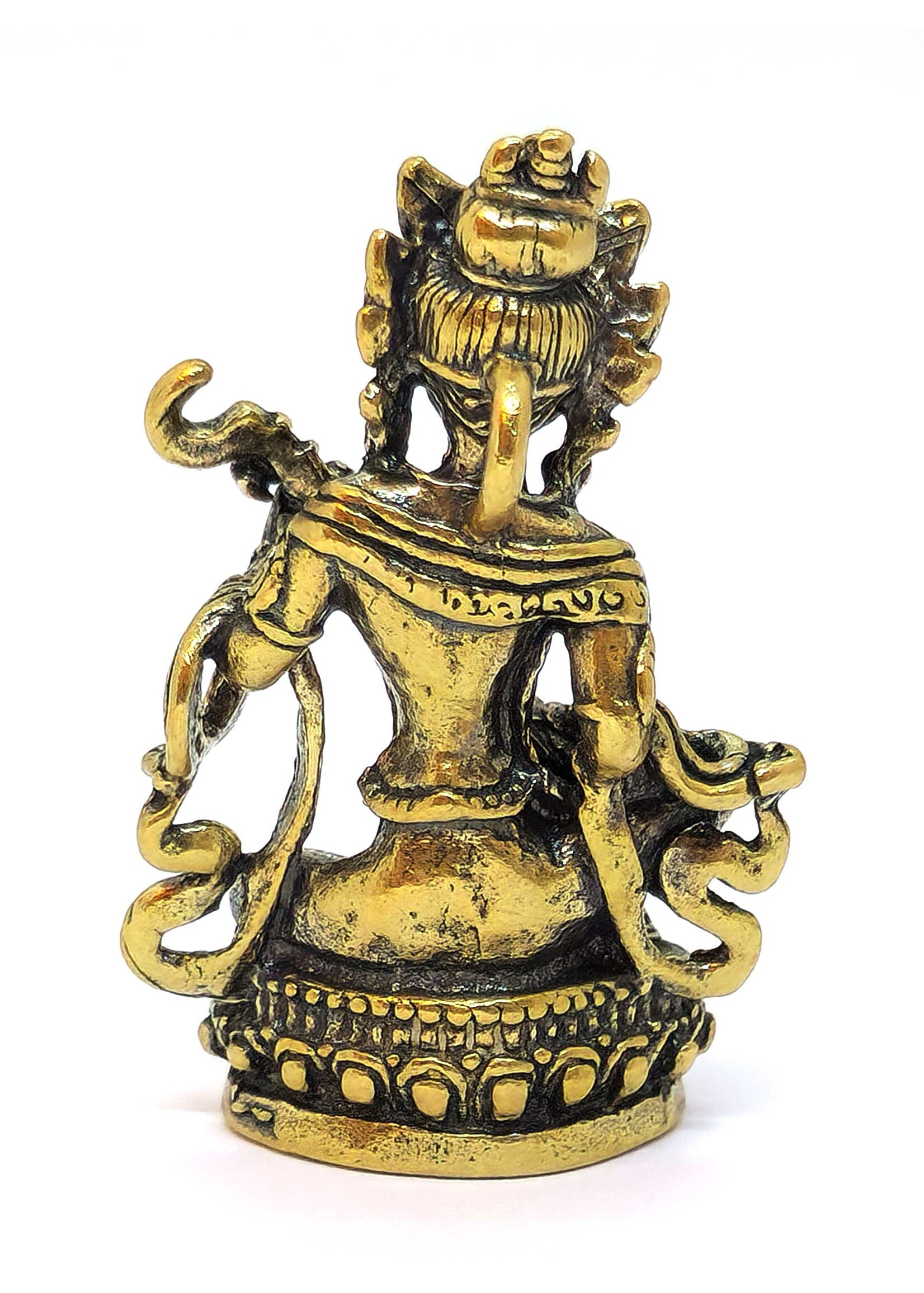 Mini statue de Yangchenma Saraswati en cuivre. Symbole de sagesse, musique et inspiration, 4cm