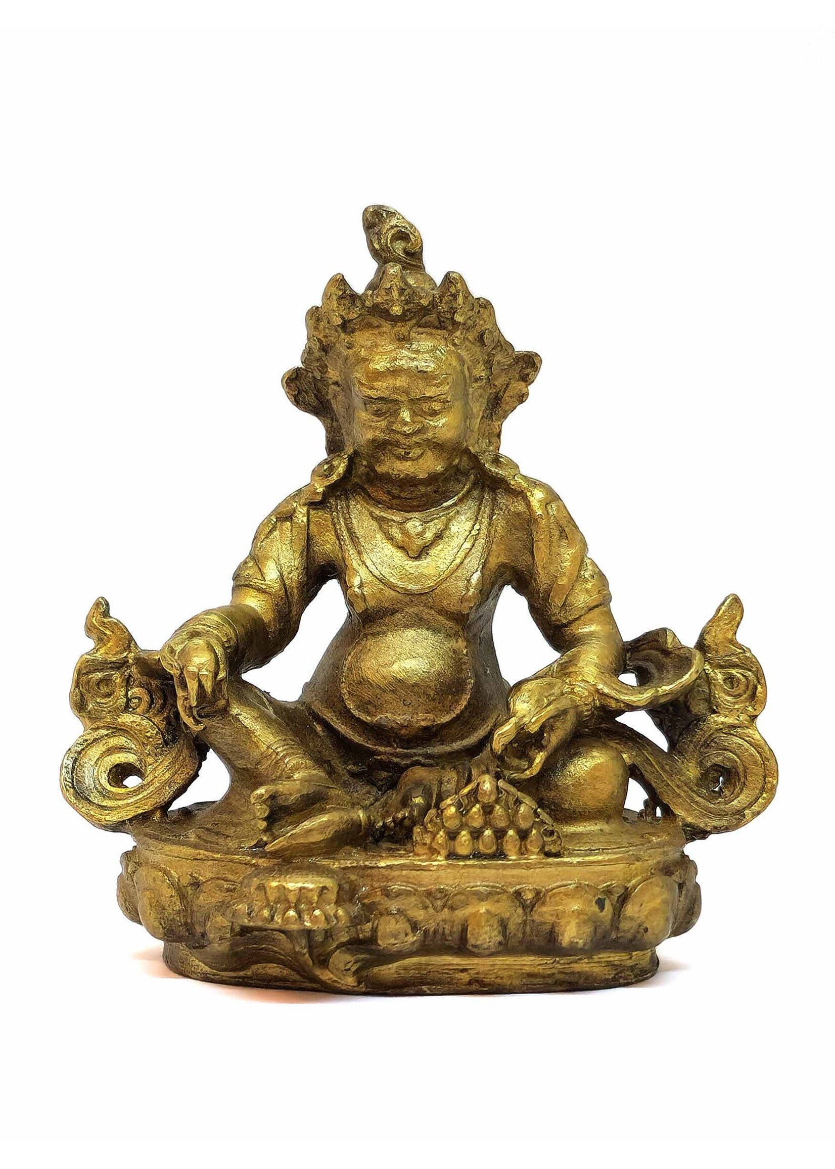 Piccola statua tibetana di Zambala in rame, Simbolo di prosperità, protezione e abbondanza spirituale, 5,5cm
