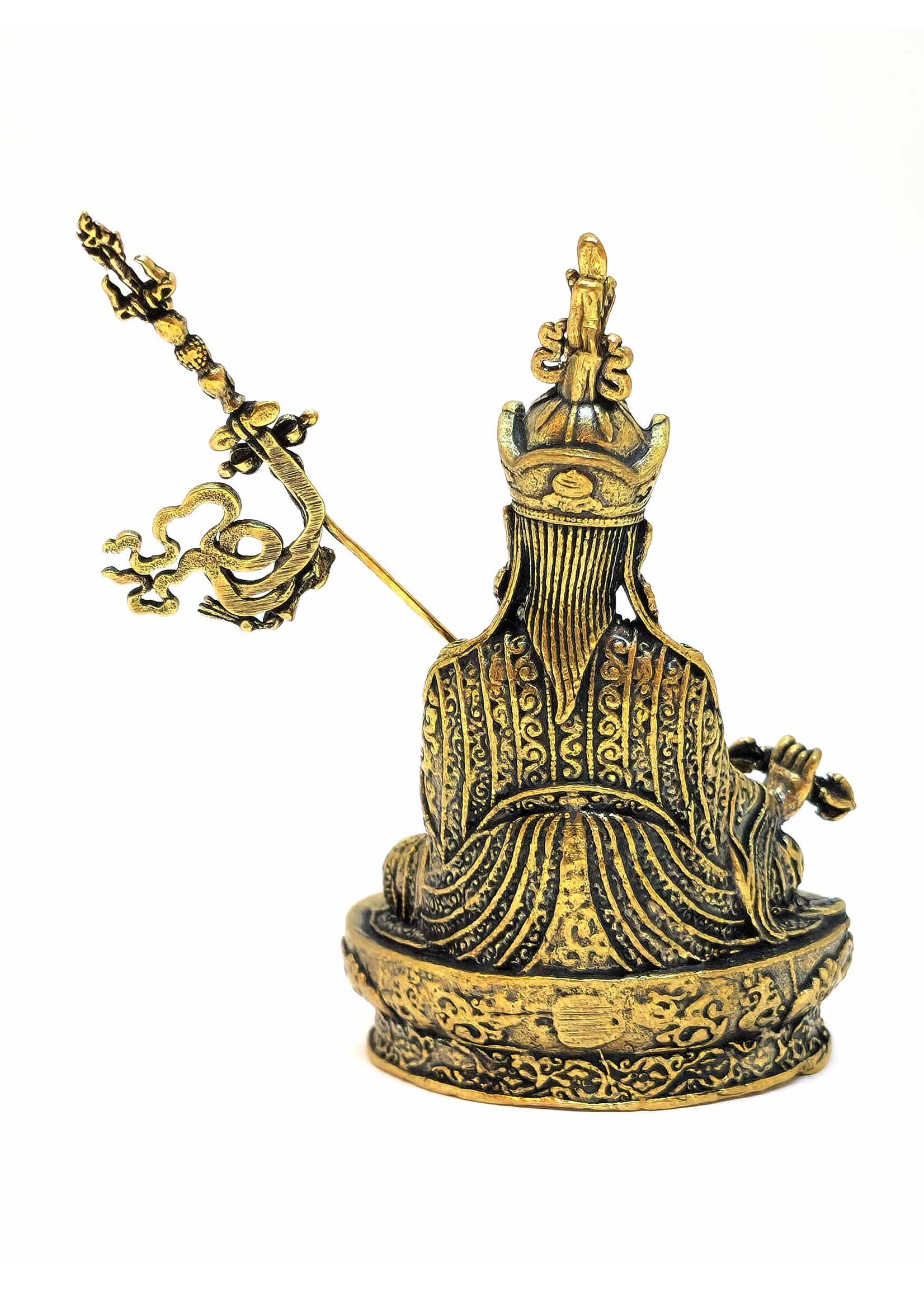 Tibetan Guru Rinpoche Statue in Copper, Symbol of Wisdom and Protection, 6.5cm