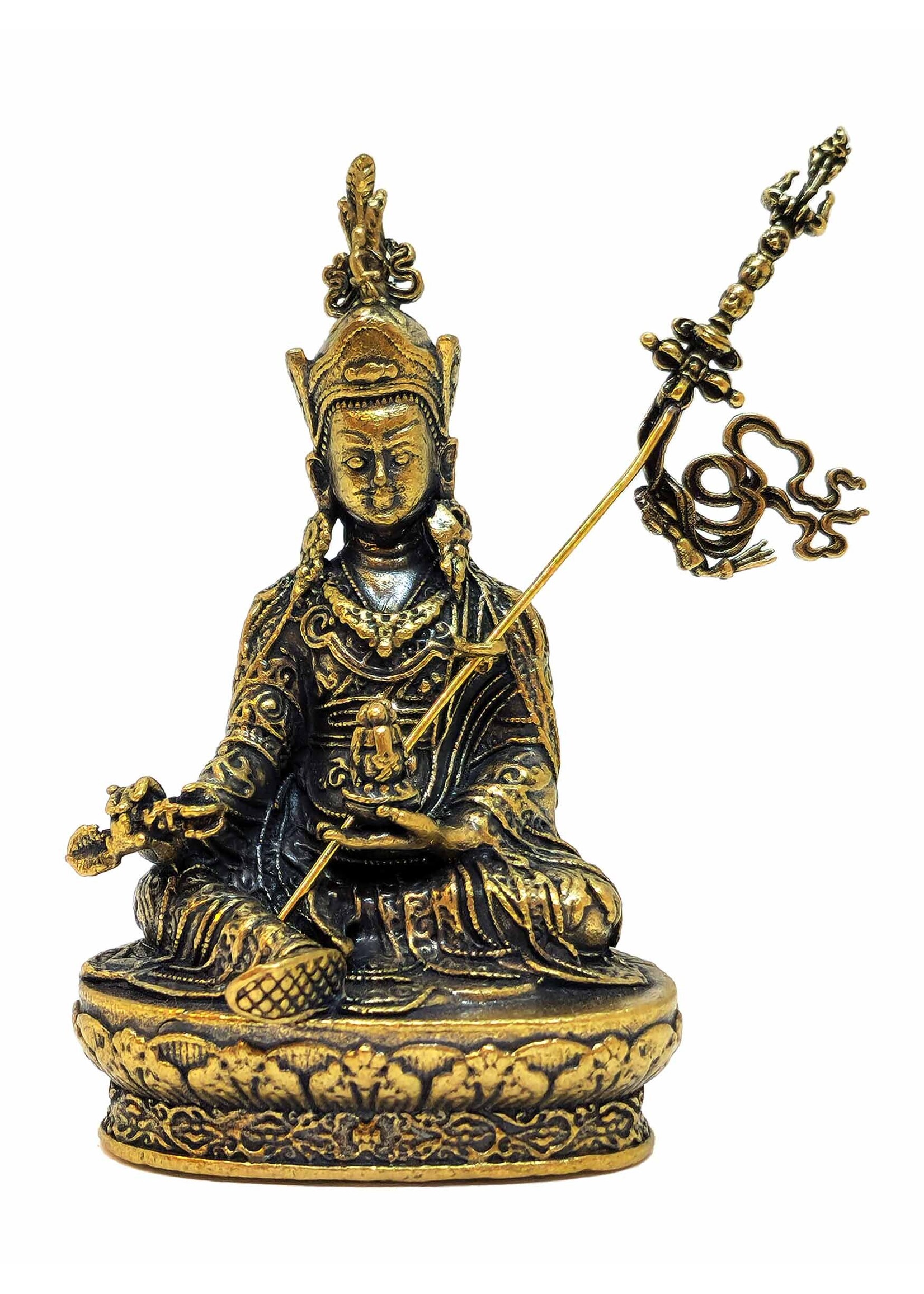 Statua tibetana di Guru Rinpoche in rame, Simbolo di saggezza e protezione, 6,5cm
