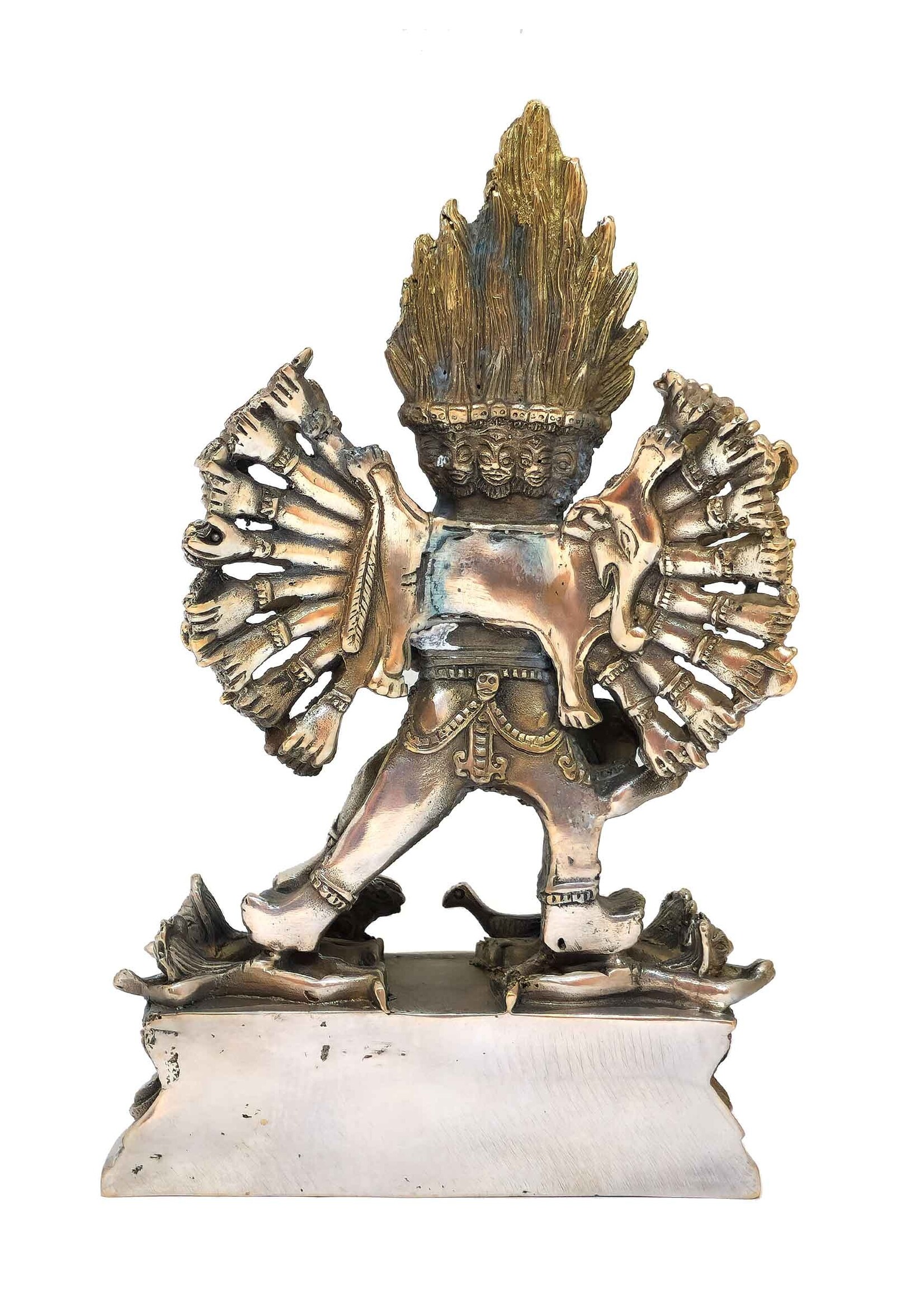 Statua tibetana Shinjé Shed Yab-Yum – Yamantaka e Vajravārāhī in unione, 17,5cm