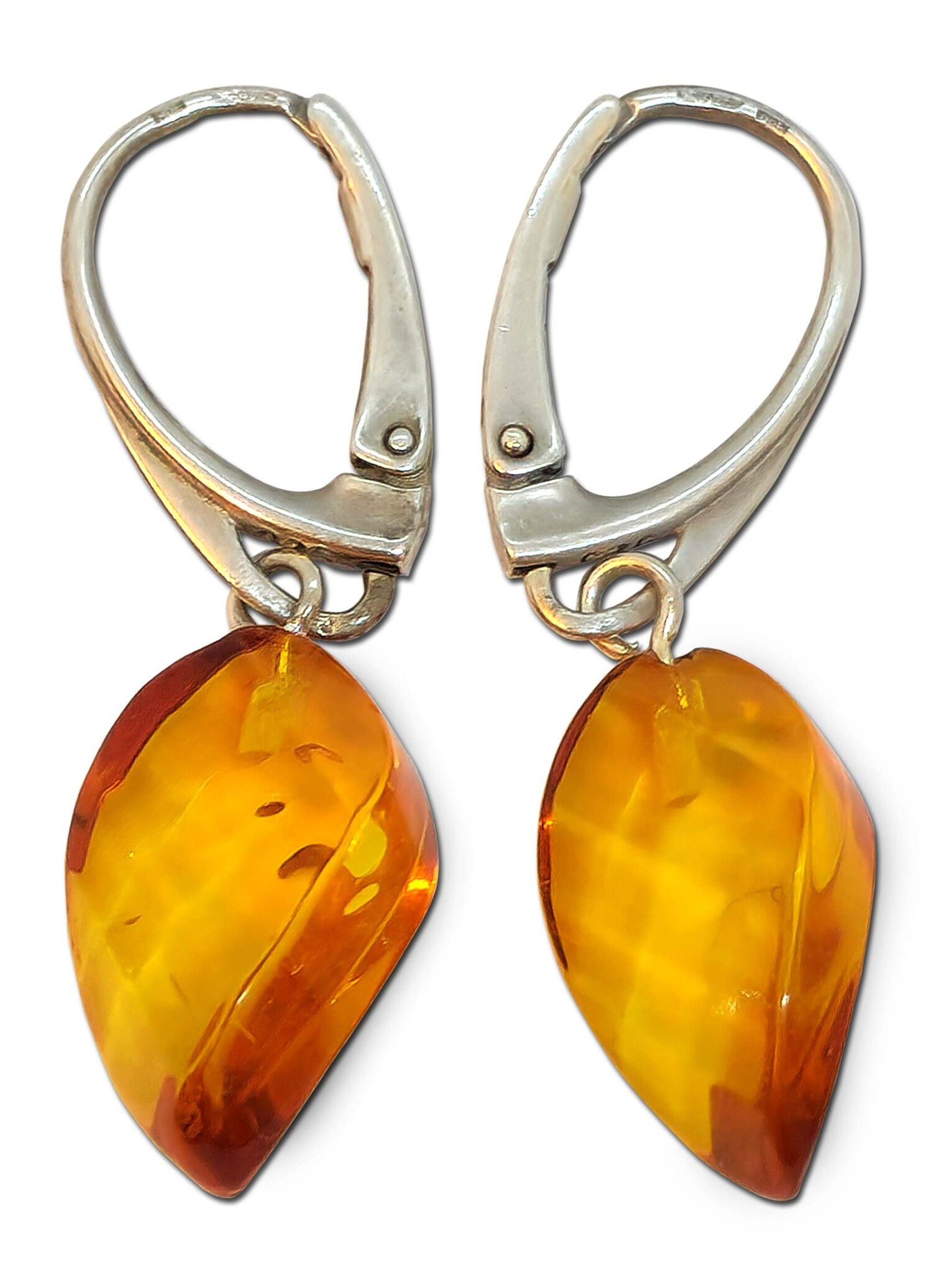 boucles d'oreilles argent 925, améthyste et ambre | Ecrin de bijoux