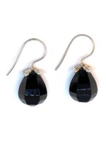 Orecchini in onice con fiore in argento 925 rodiato