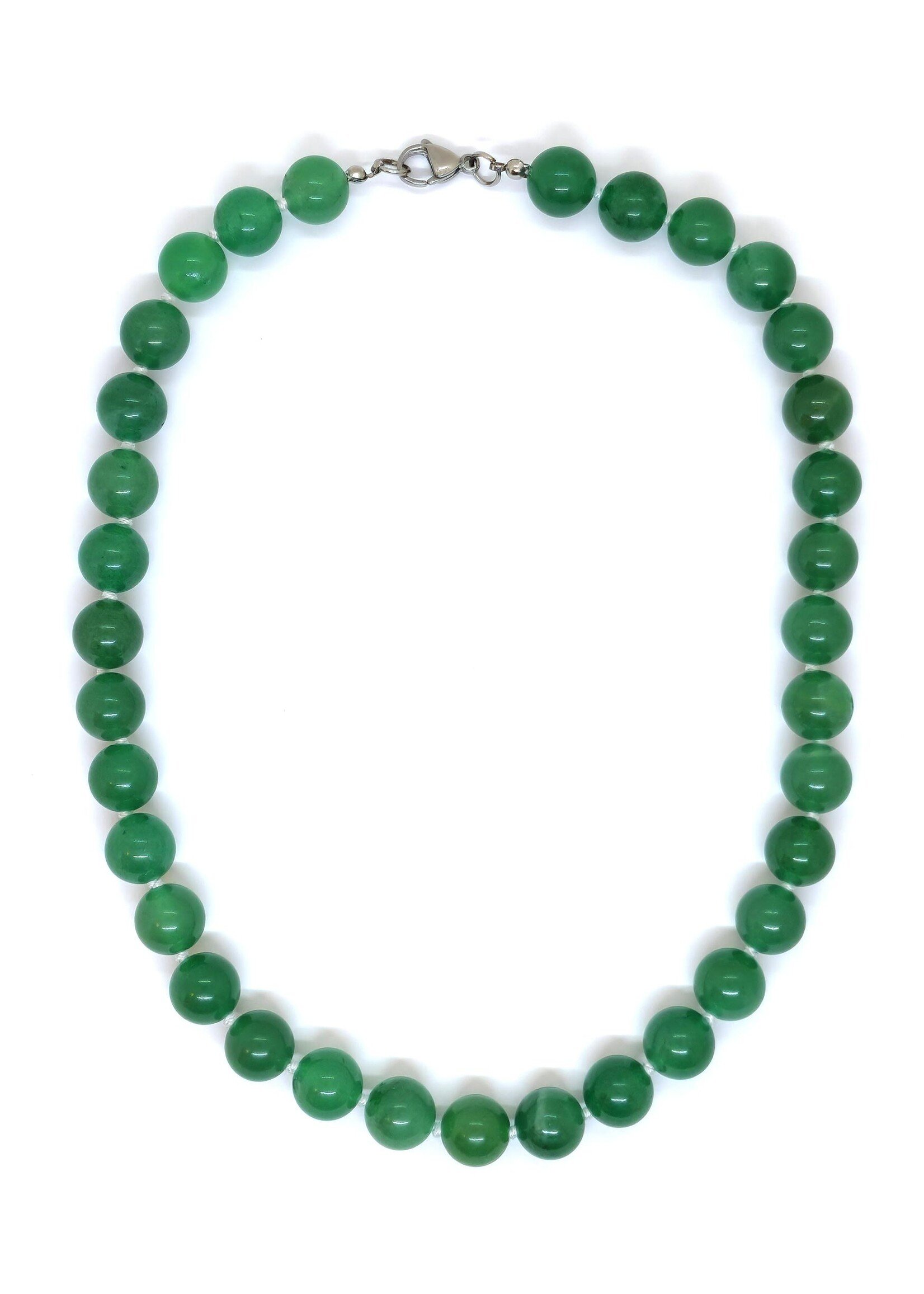 Aventurine Necklace with 12 mm Beads, Calm Elegance and Natural Harmony