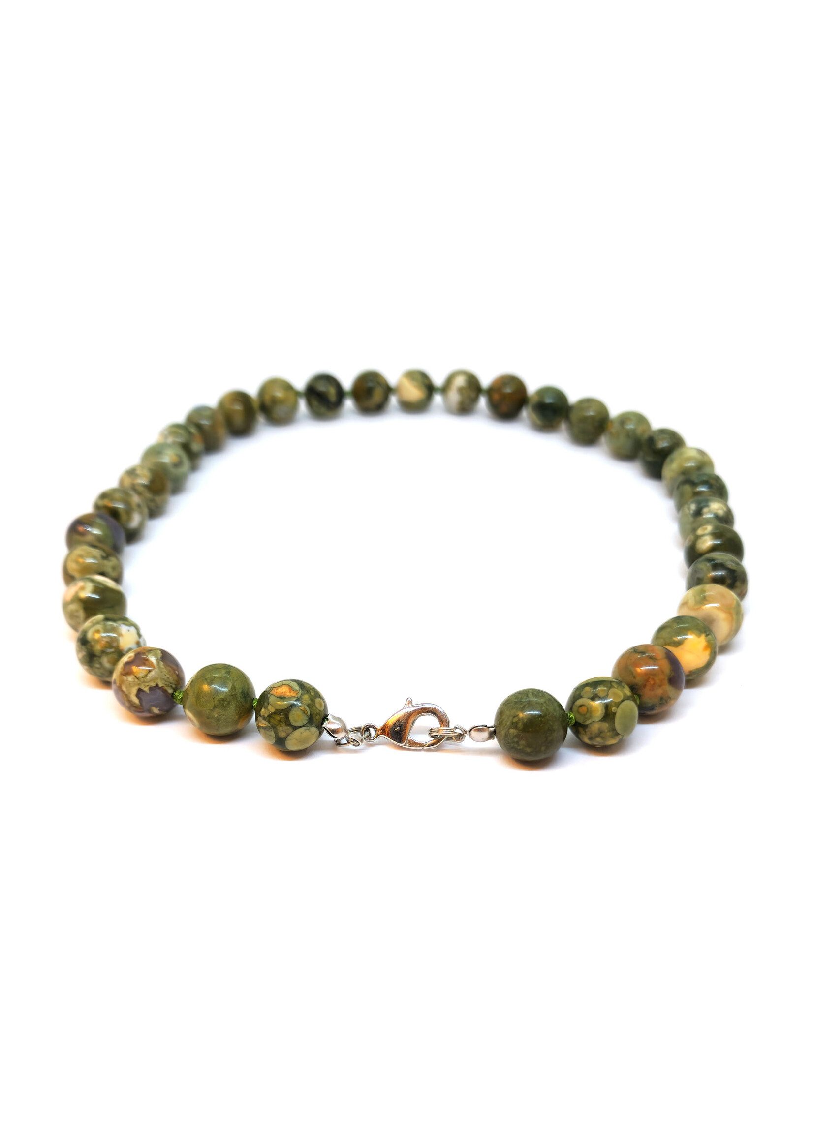 Collana in riolite con sfere da 12 mm, Eleganza naturale e armonia interiore