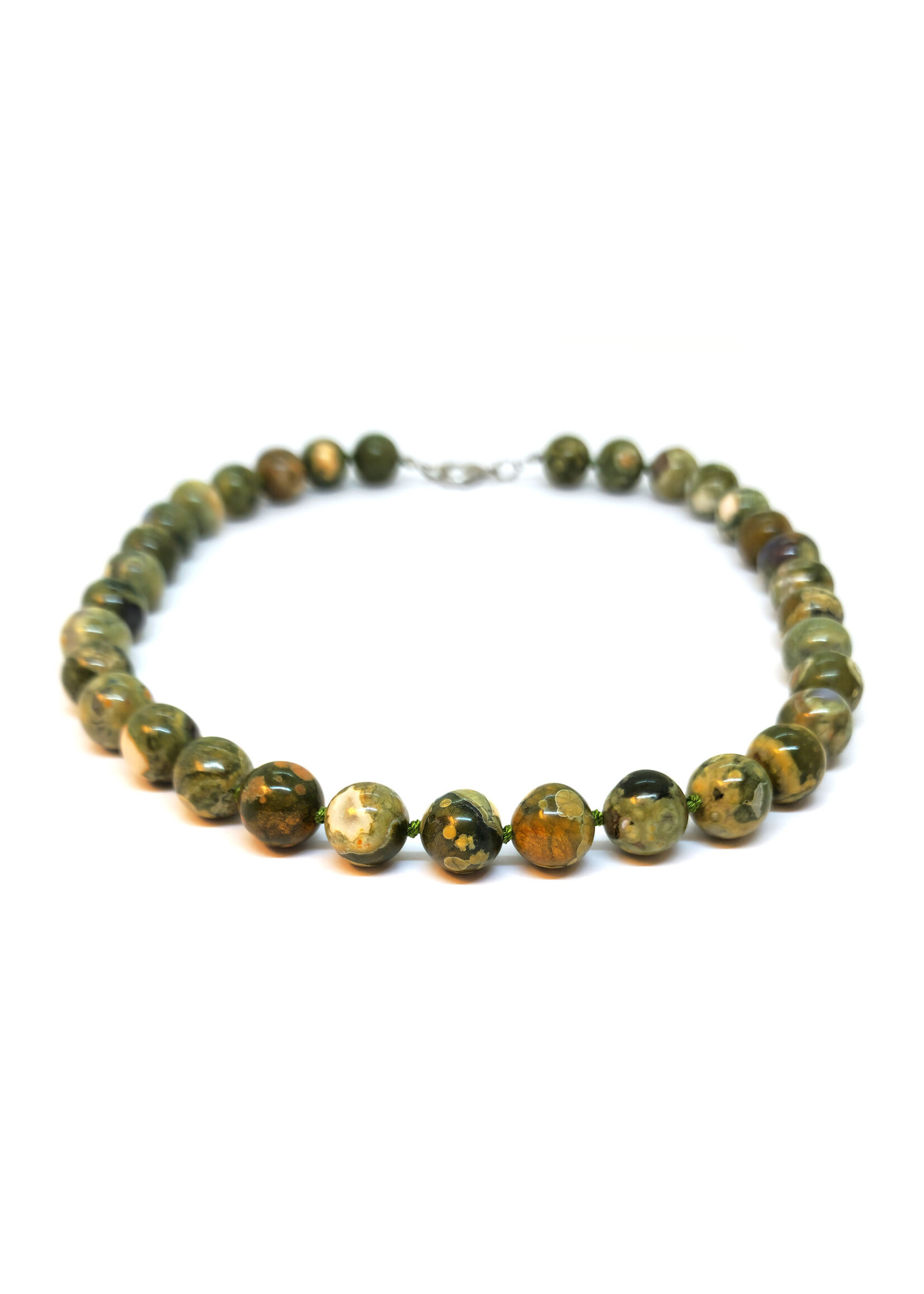 Collana in riolite con sfere da 12 mm, Eleganza naturale e armonia interiore