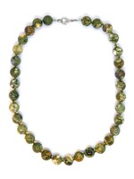 Rhyolite Necklace with 12 mm Beads, Natural Elegance and Inner Balance