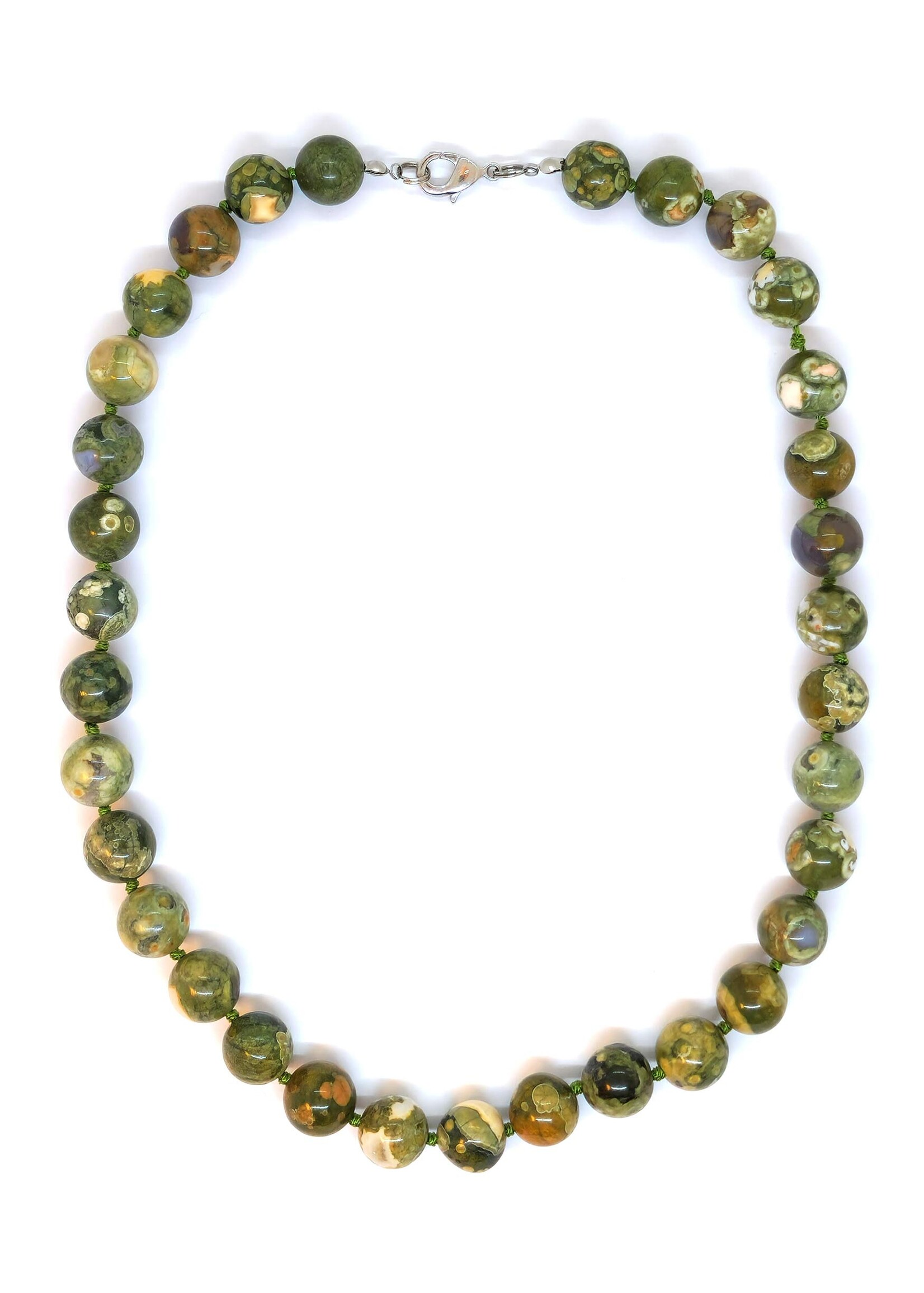 Collana in riolite con sfere da 12 mm, Eleganza naturale e armonia interiore