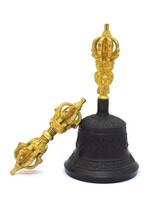 Cloche rituelle tibétaine avec Dorje, Ensemble Vajra pour la méditation et la pratique spirituelle