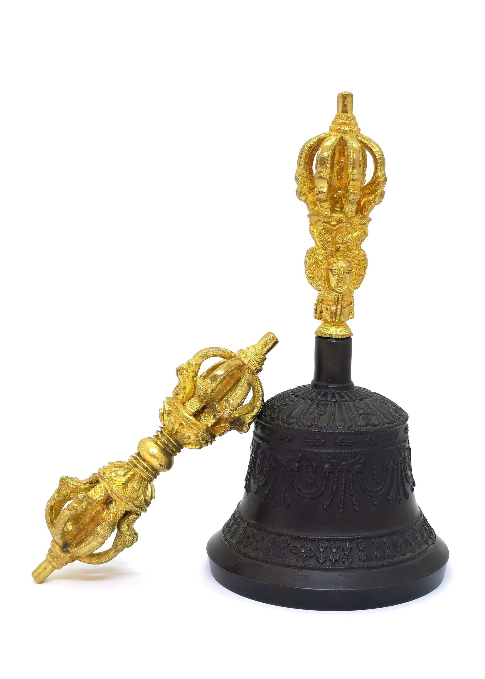 Tibetan Ritual Bell with Dorje, Vajra Set for Meditation and Spiritual Practice