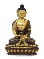 Statue tibétaine du Bouddha Amitabha Öpakmé, Faite à la main en laiton et en cuivre, partiellement dorée, 14cm