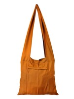 Borsa da monaco tibetana in cotone, fatta a mano in Nepal, giallo scuro