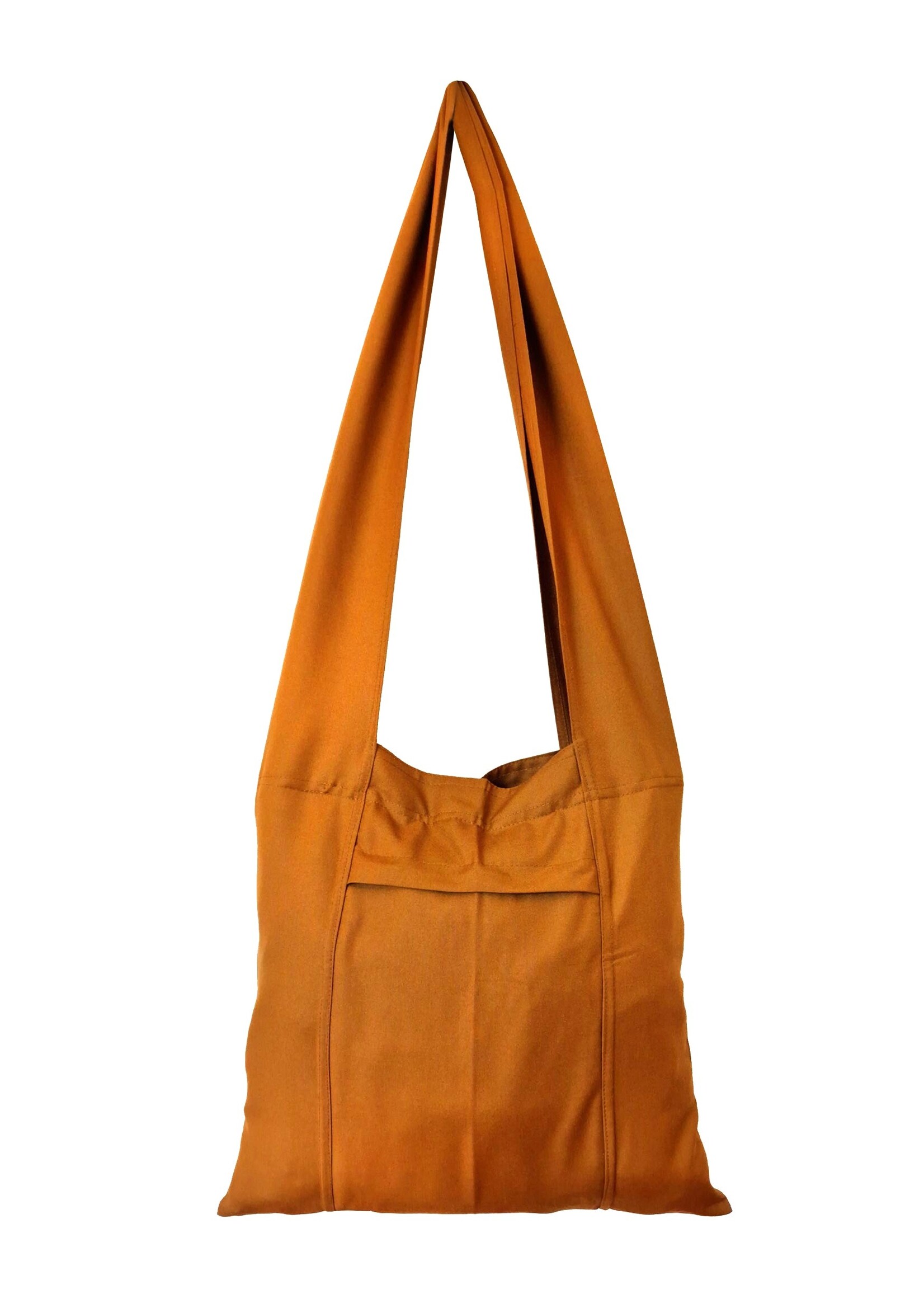 Tibetan Monk Bag Made of Cotton, Handmade in Nepal, Dark Yellow